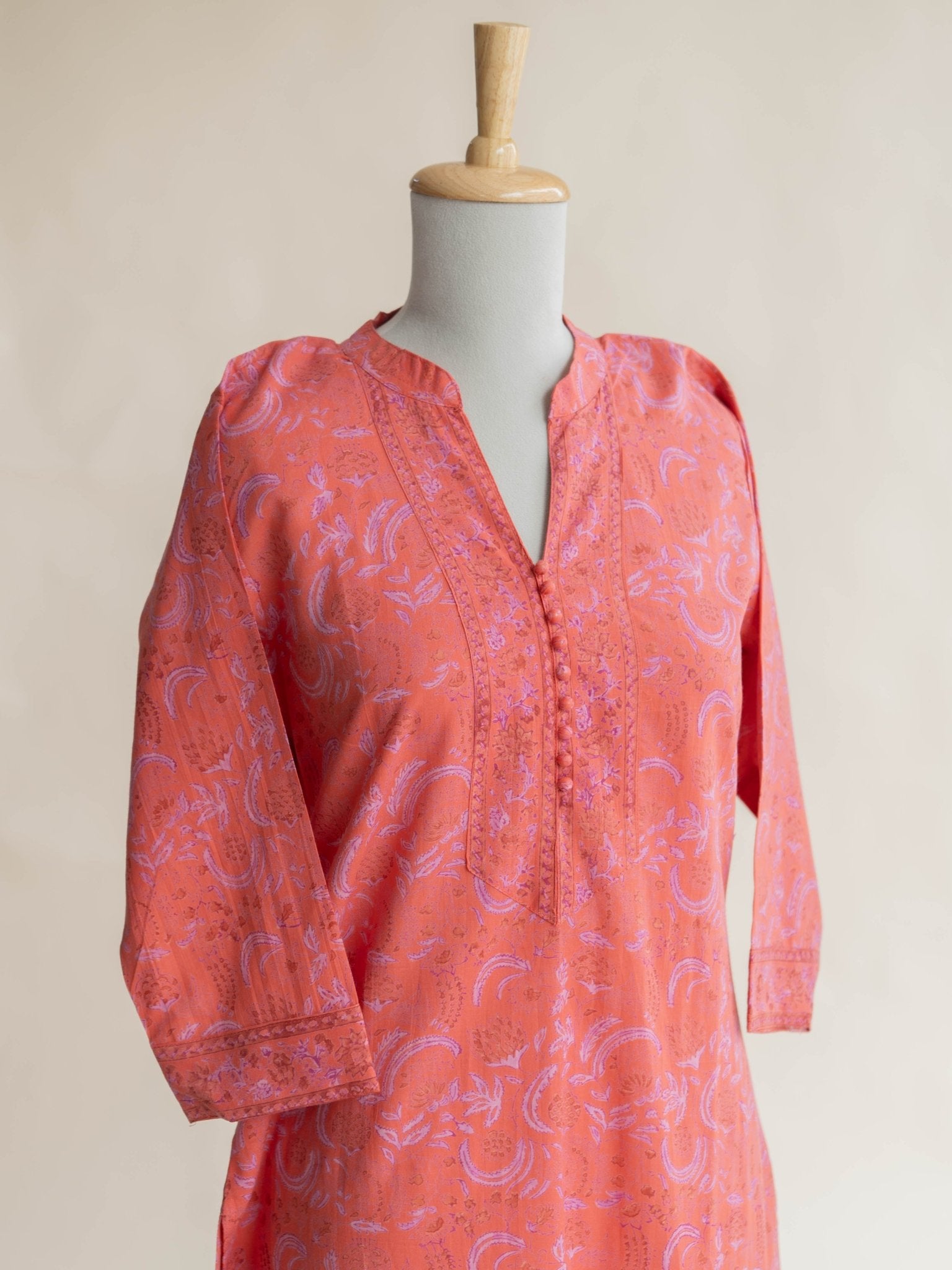 Rayana Cotton Block Printed Straight Kurta - AINA