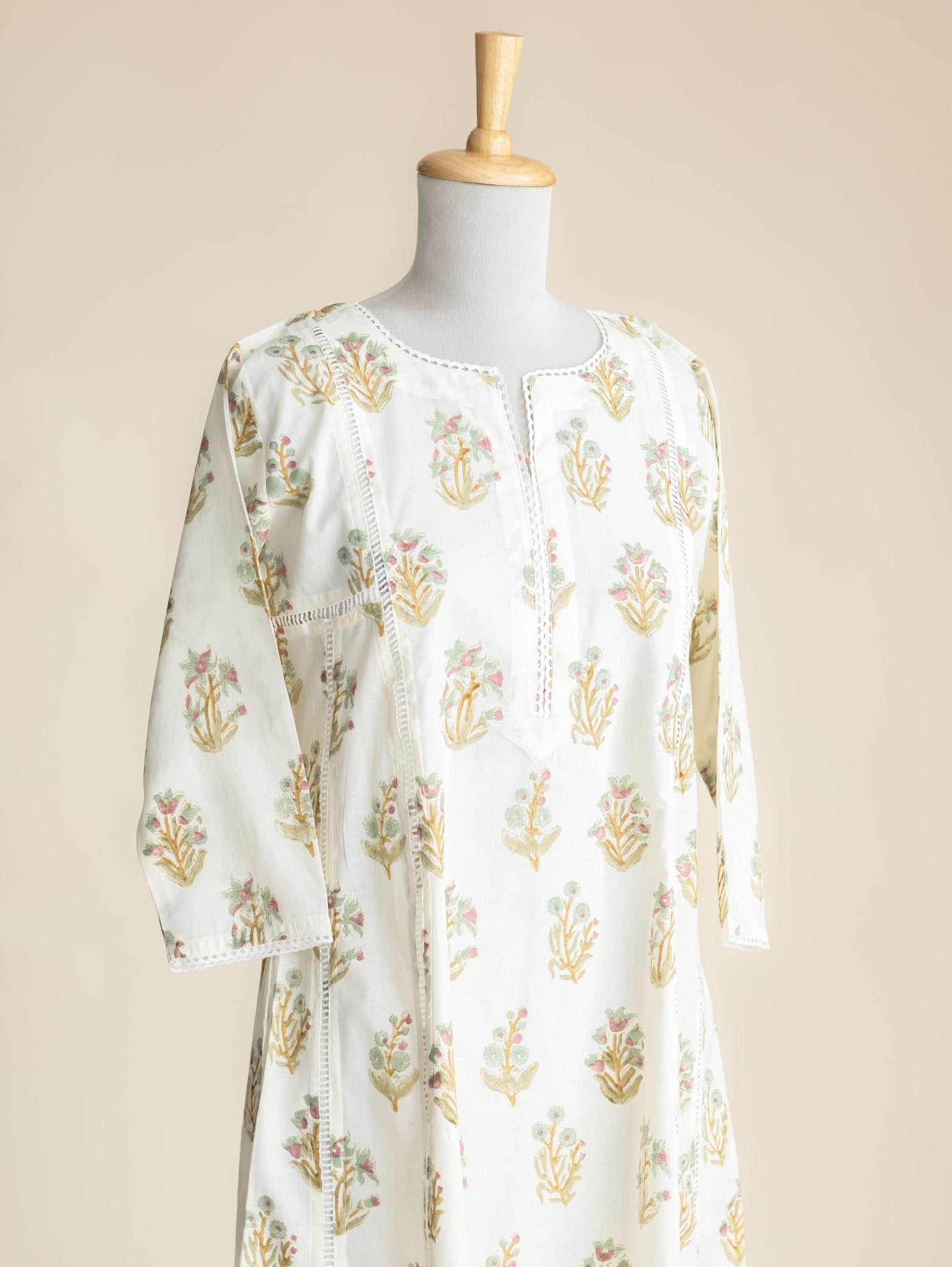 Razmina Cotton Block Printed A-Line Kurta - AINA