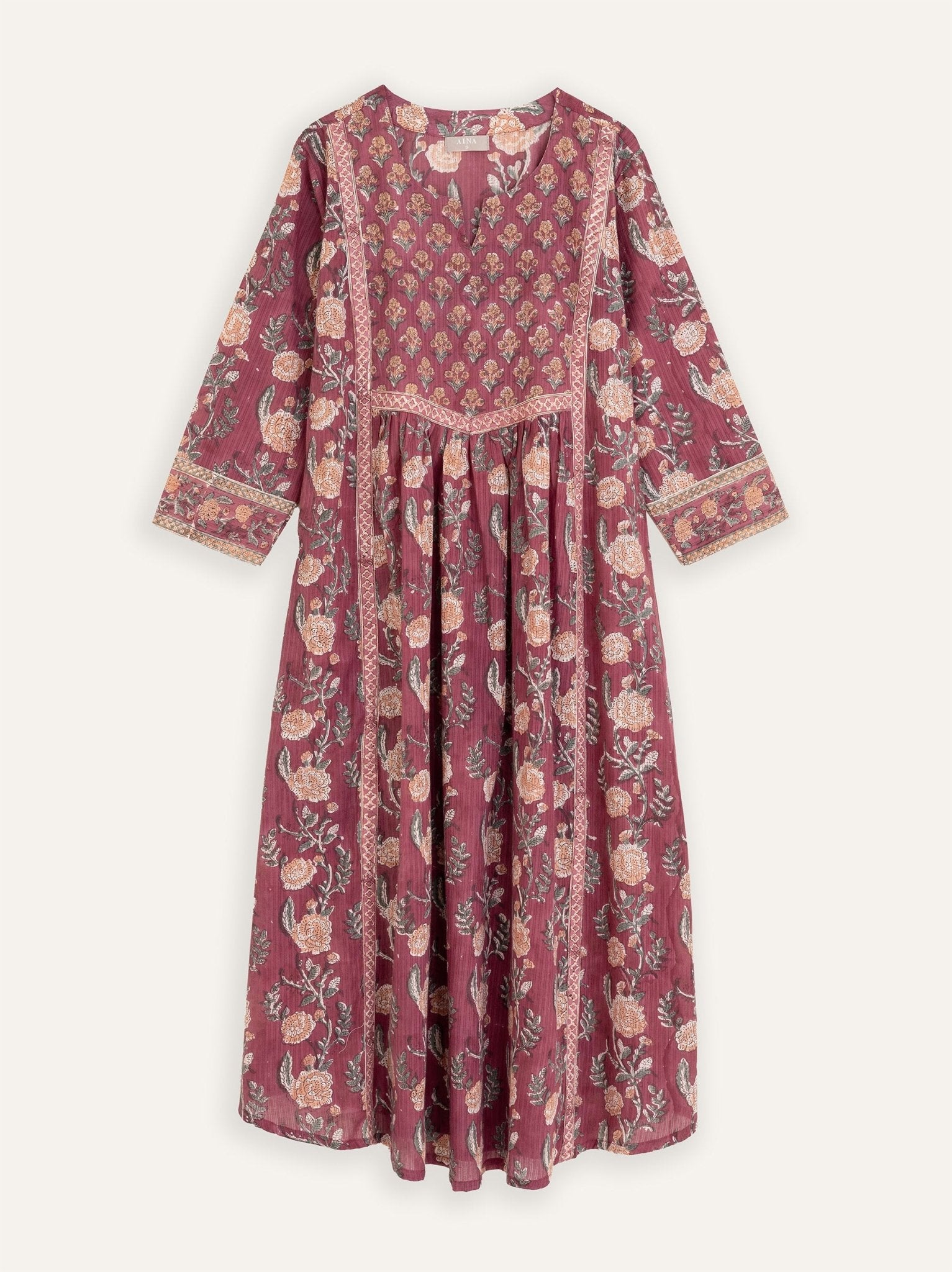 Reema Cotton Block Printed A - Line Kurta - AINA