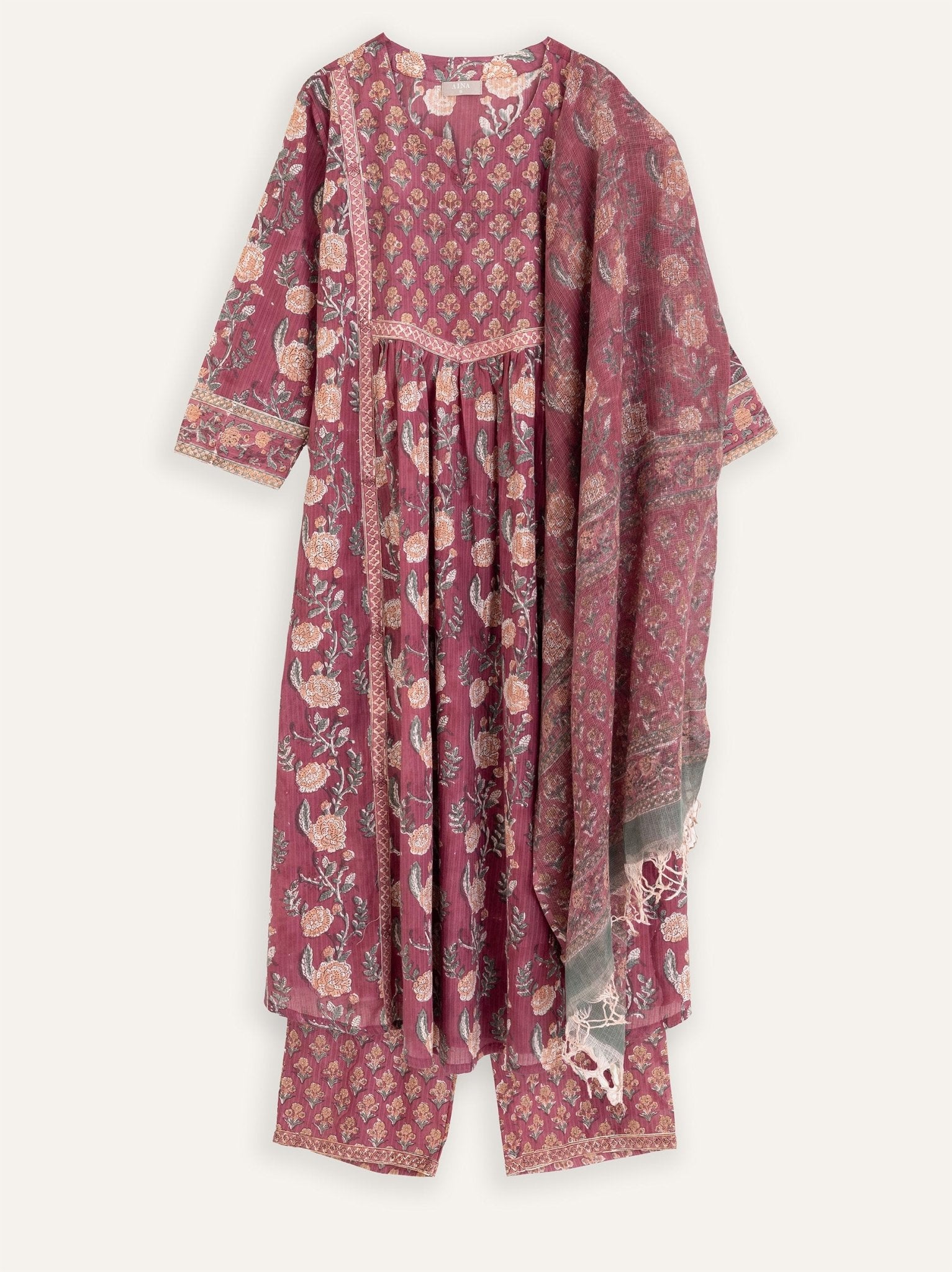 Reema Cotton Block Printed Palazzo - AINA