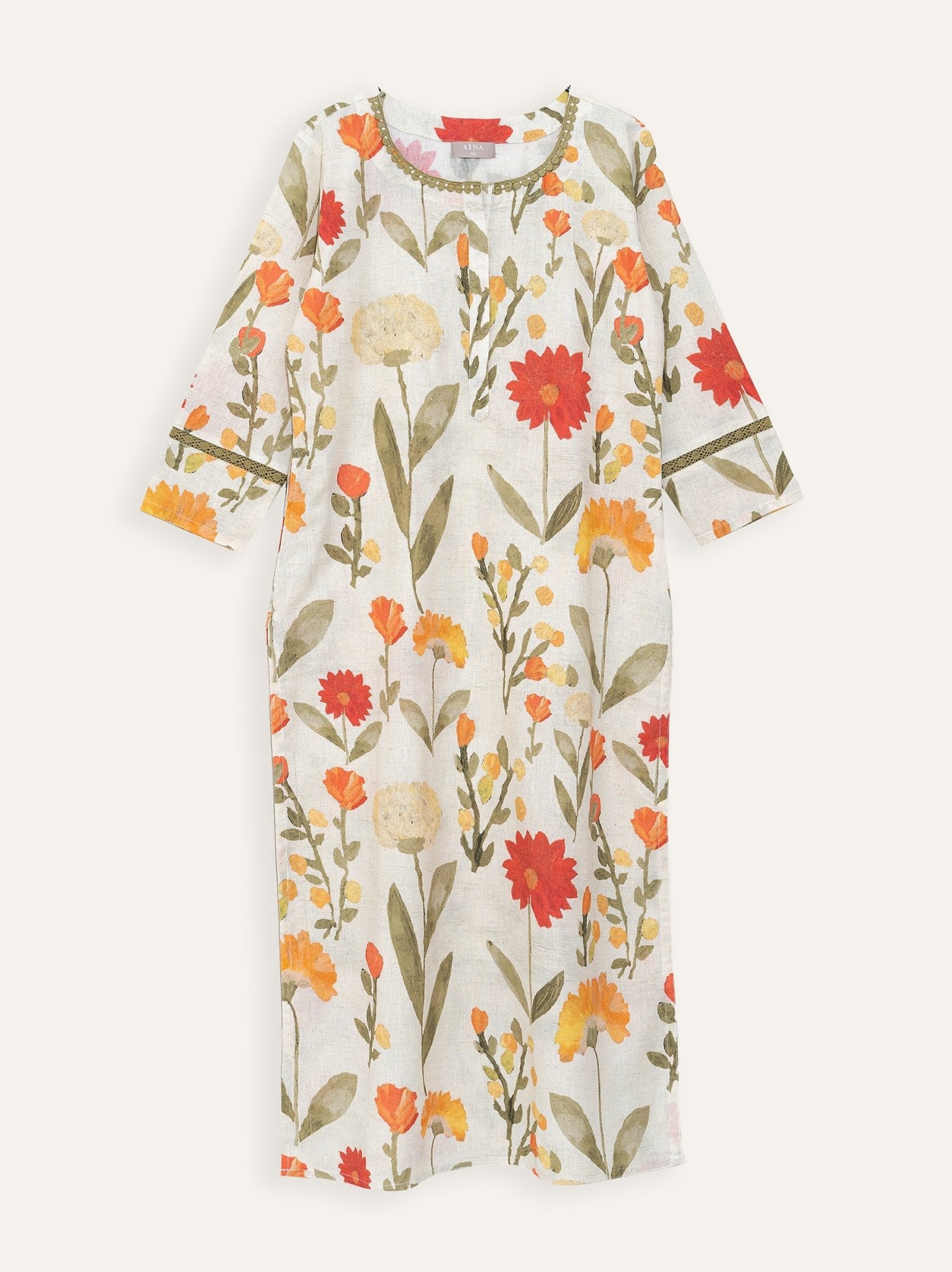 Reeti Cotton Flax Digital Print Straight Kurta - AINA