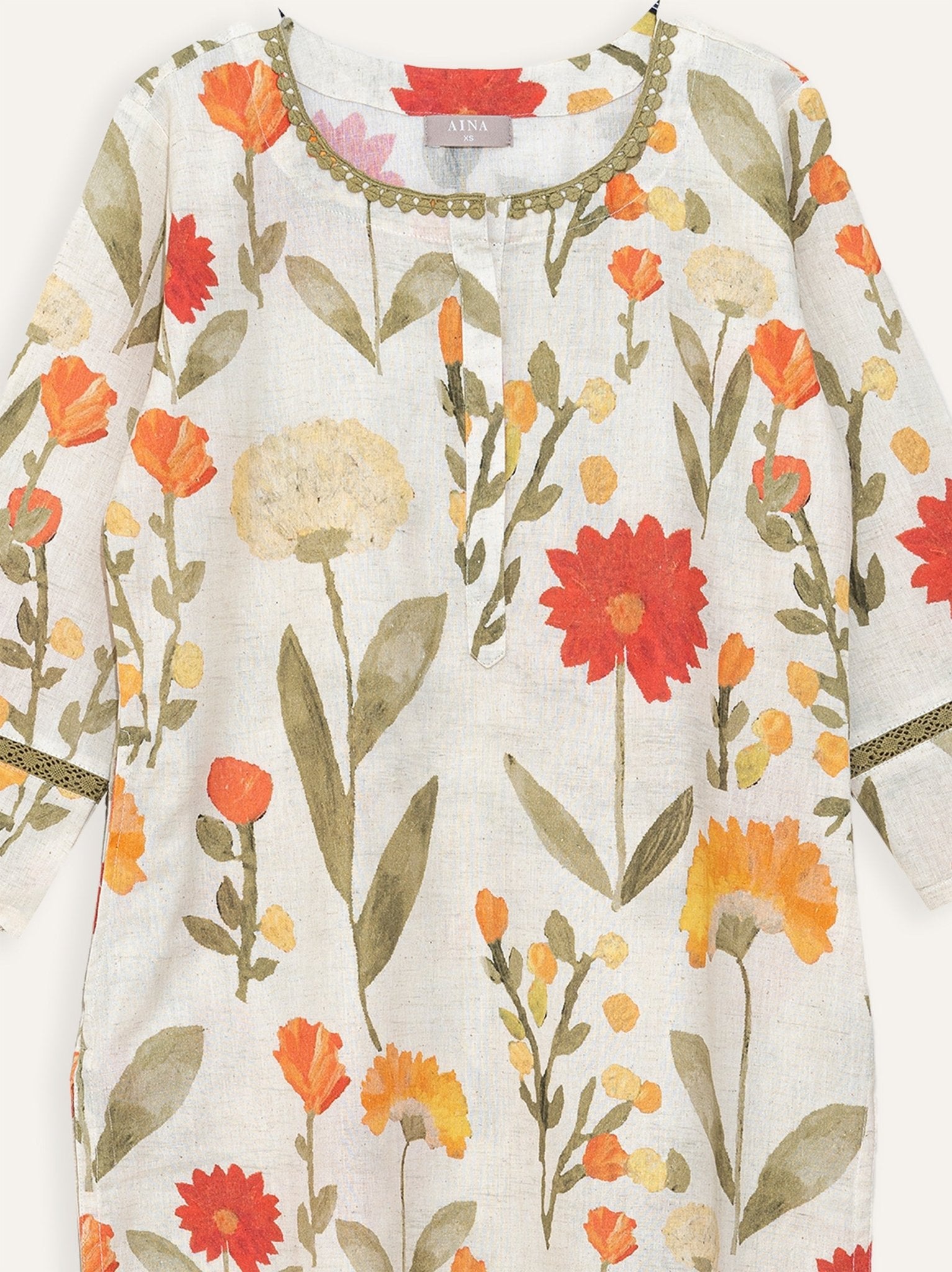 Reeti Cotton Flax Digital Print Straight Kurta - AINA