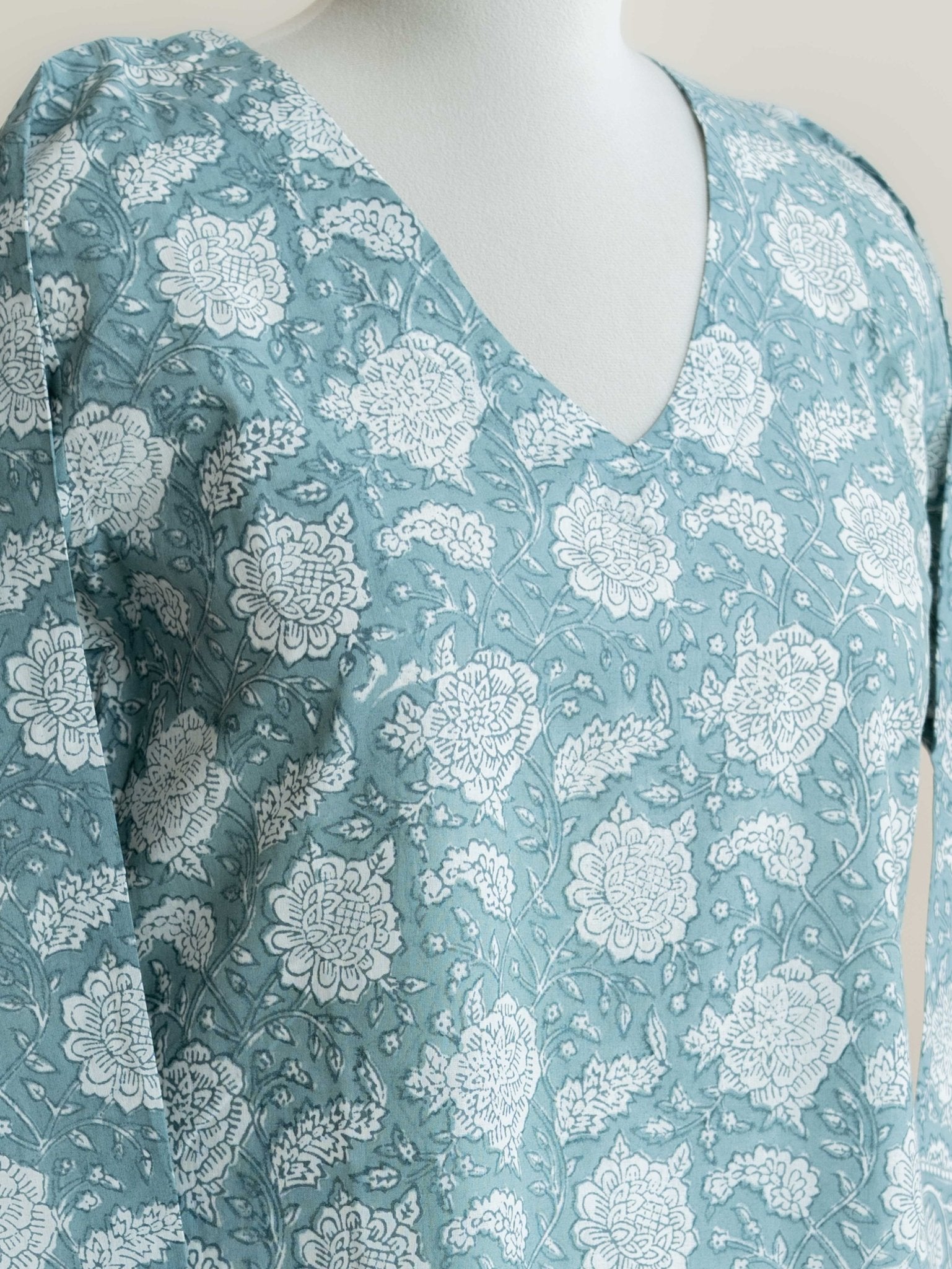 Rehal Cotton Block Printed Straight Kurta - AINA