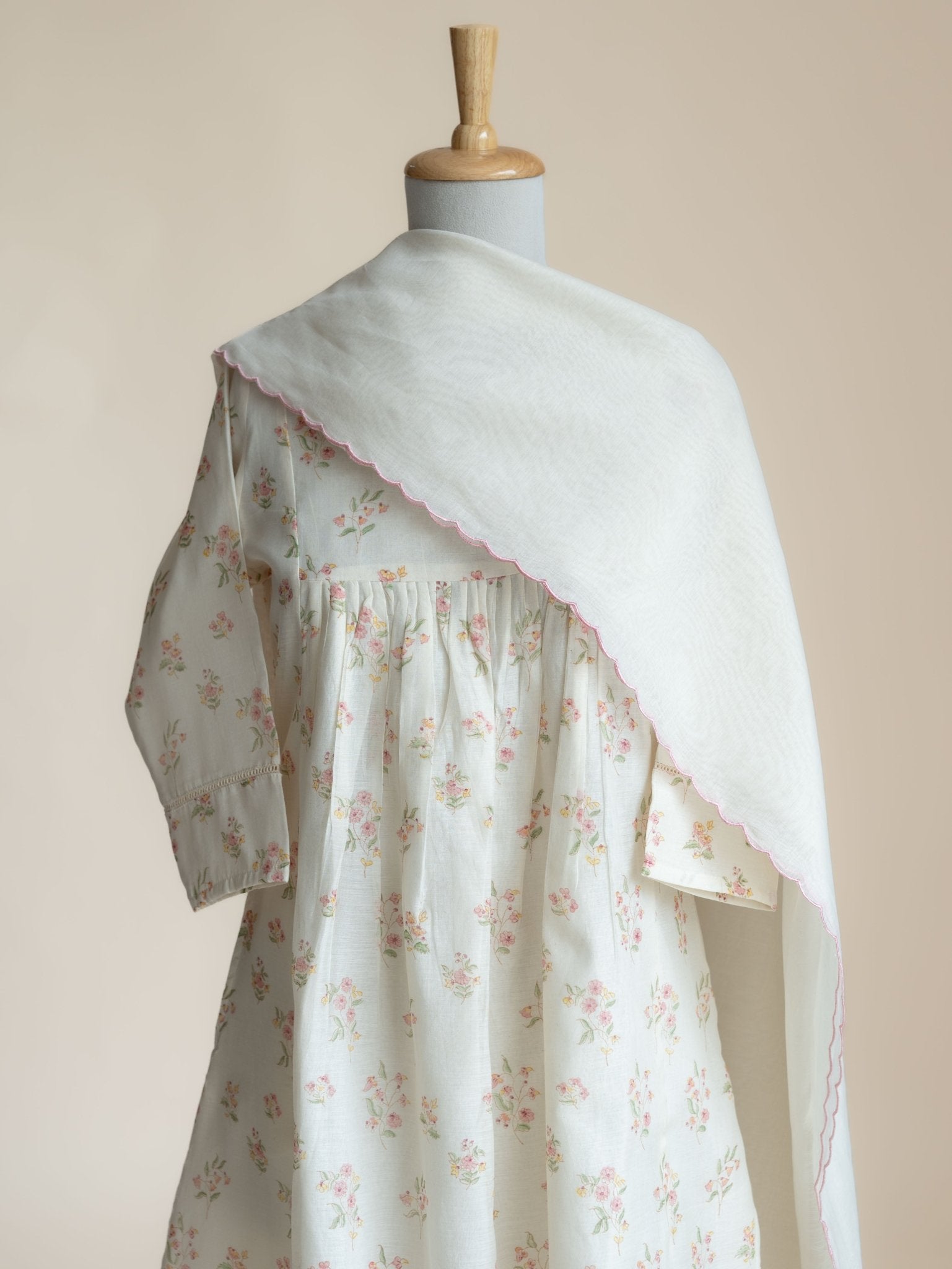 Rehla Chanderi Block Printed A - Line Suit Set - AINA
