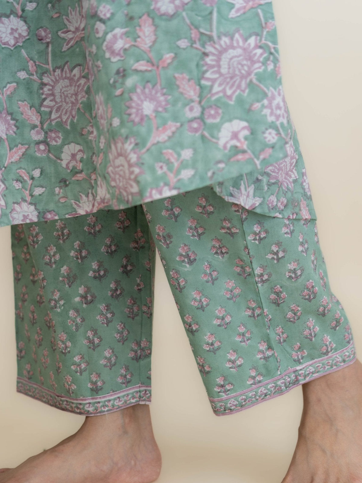 Rehma Cotton Block Printed A-Line 2 Piece Set - AINA