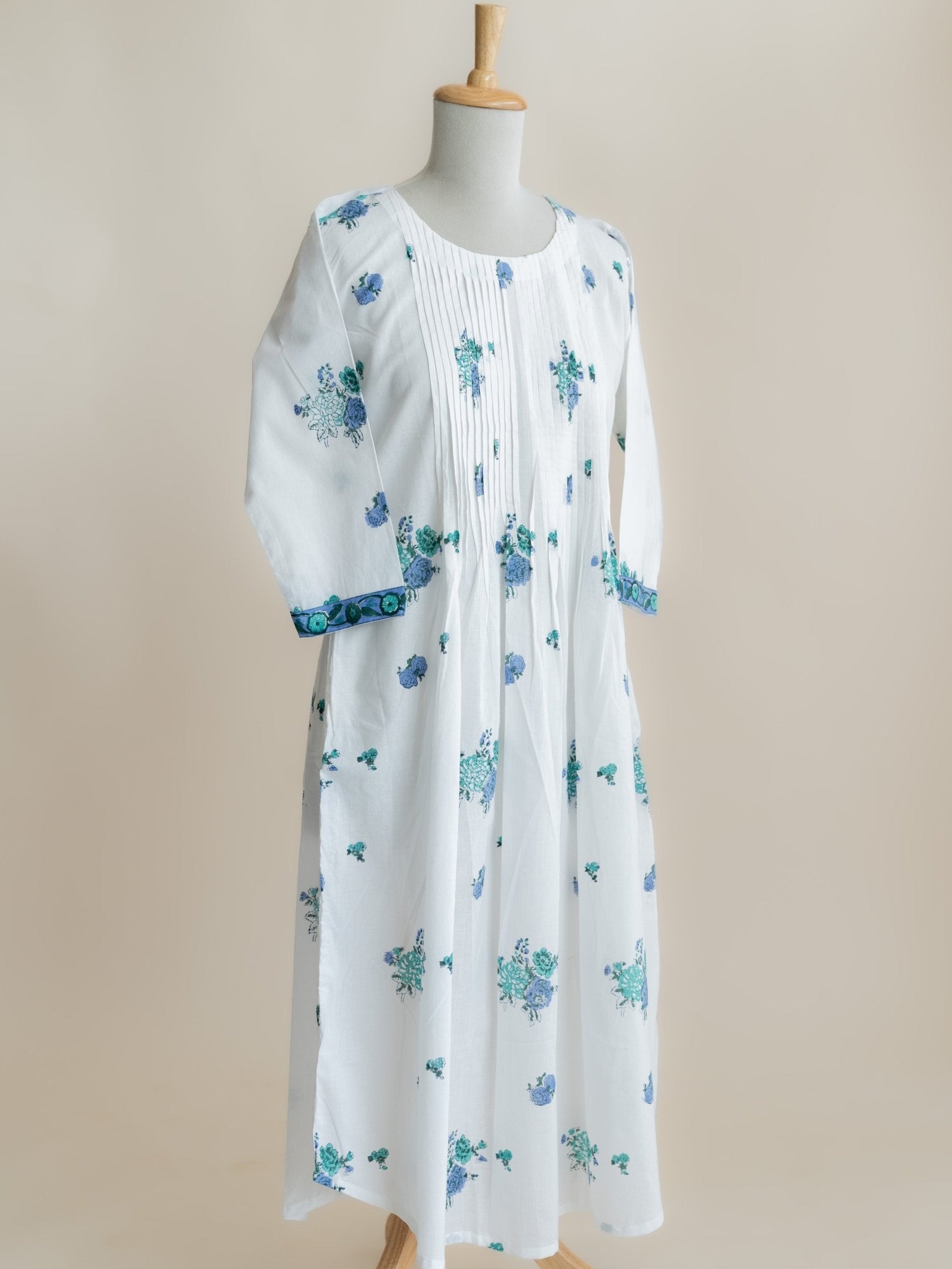 Rehna Cotton Block Printed A - Line Kurta - AINA