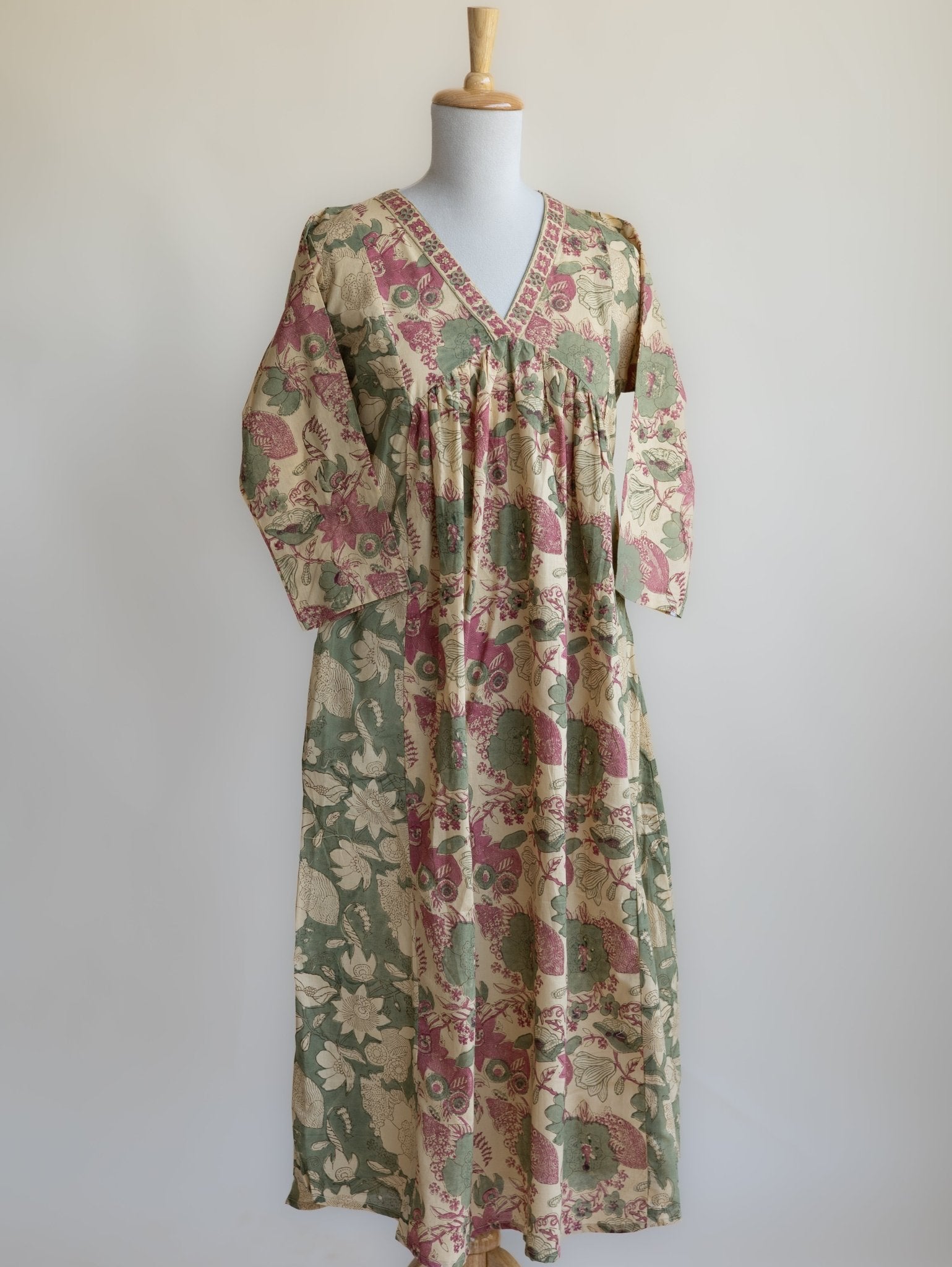 Rehnal Cotton Block Printed A - Line Kurta - AINA