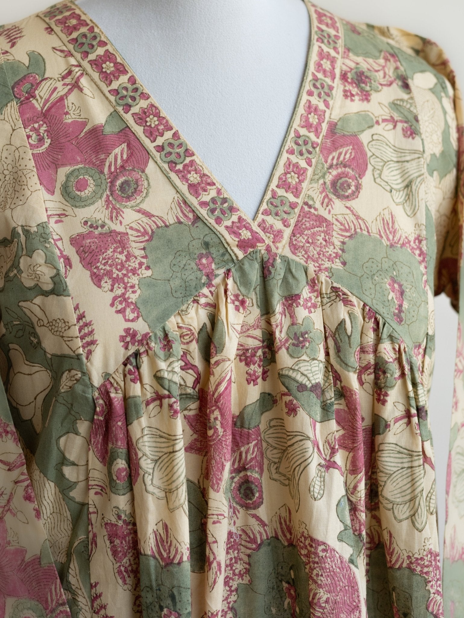 Rehnal Cotton Block Printed A - Line Kurta - AINA