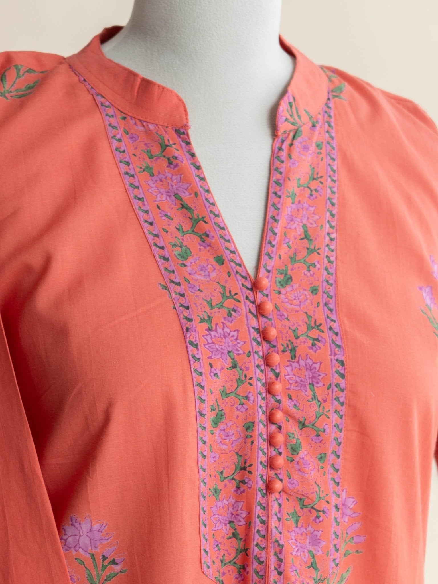 Remy Cotton Block Printed Straight Kurta - AINA