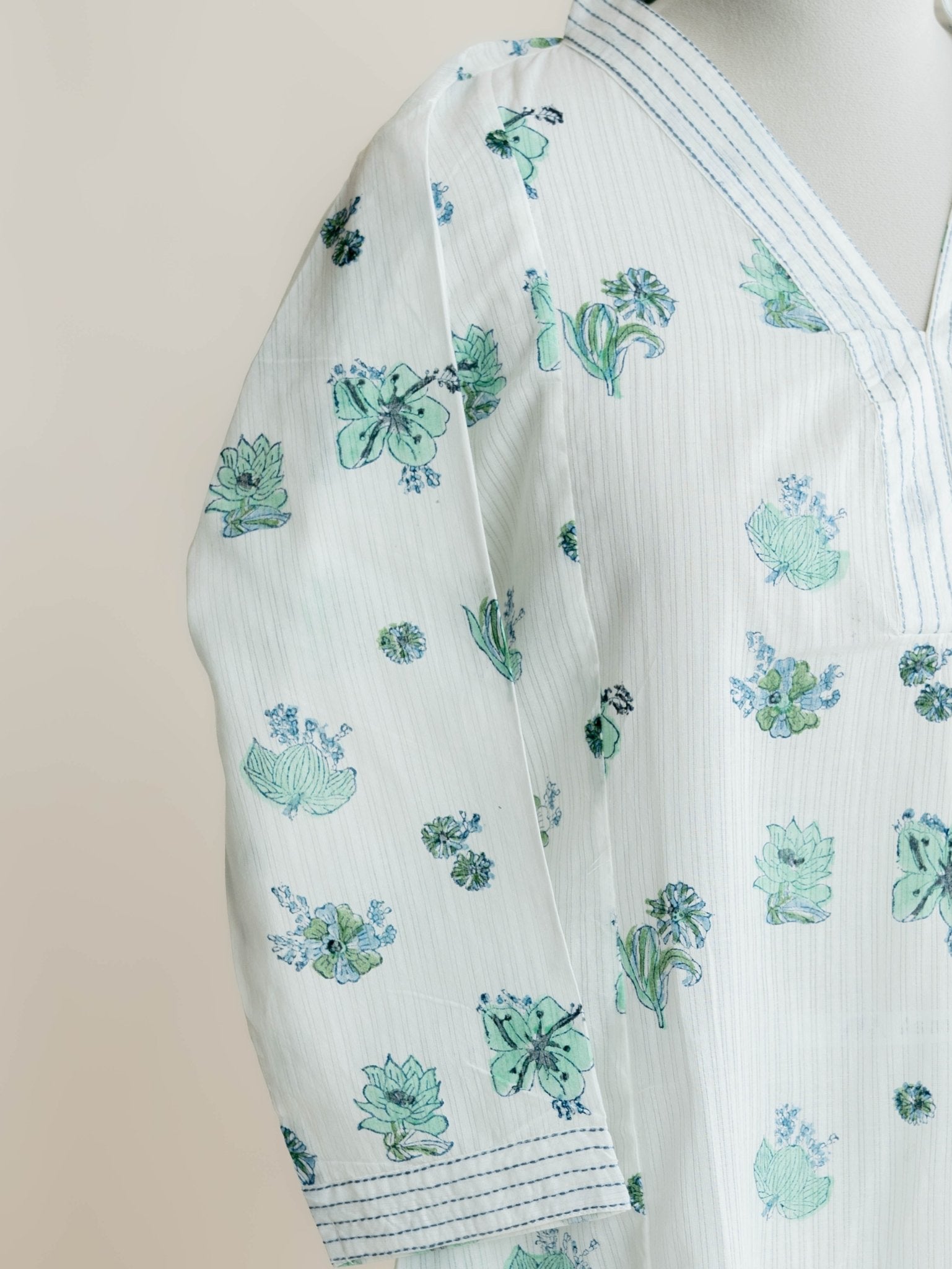 Rena Cotton Block Printed A - Line Kurta - AINA