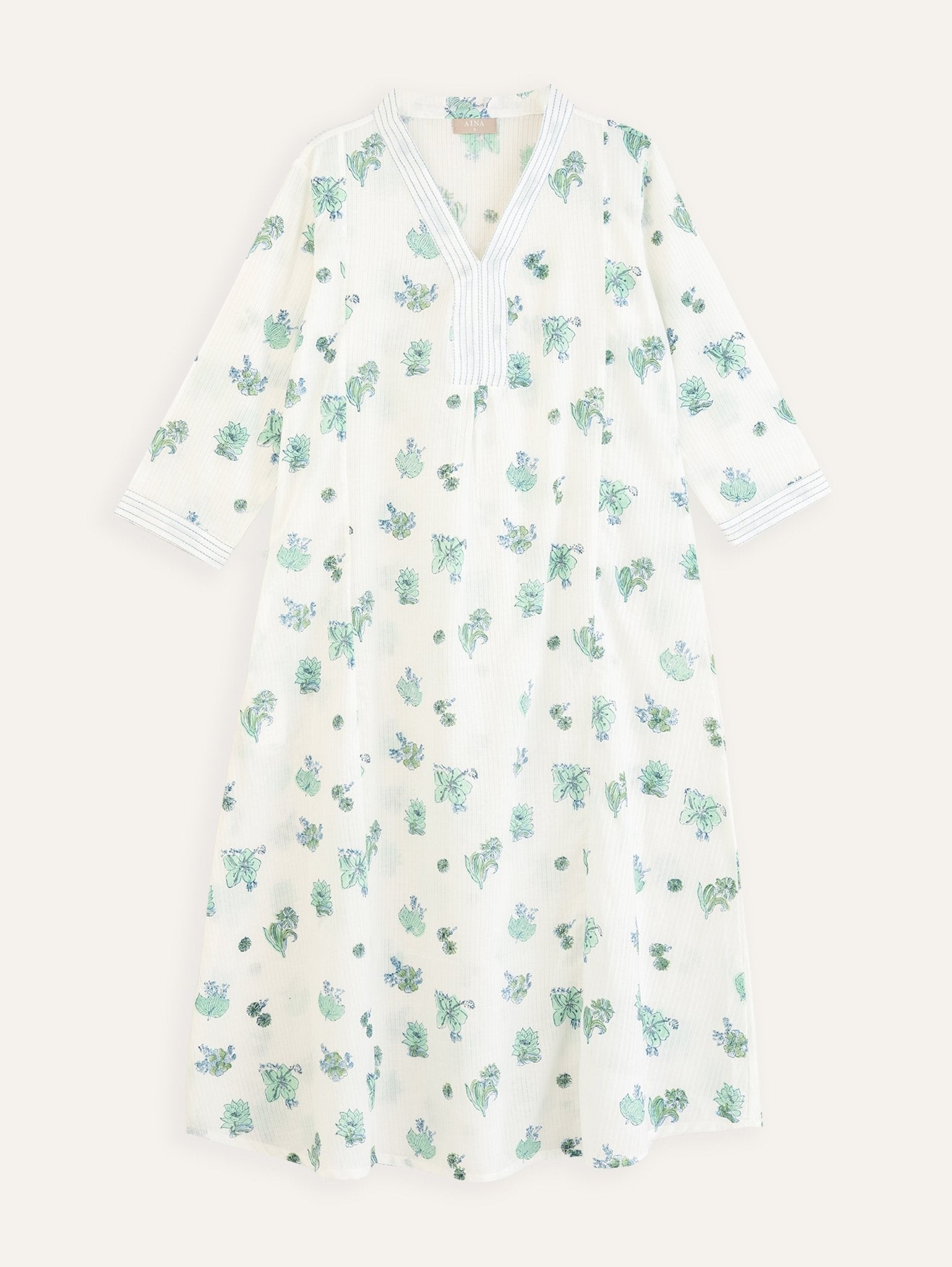 Rena Cotton Block Printed A - Line Kurta - AINA