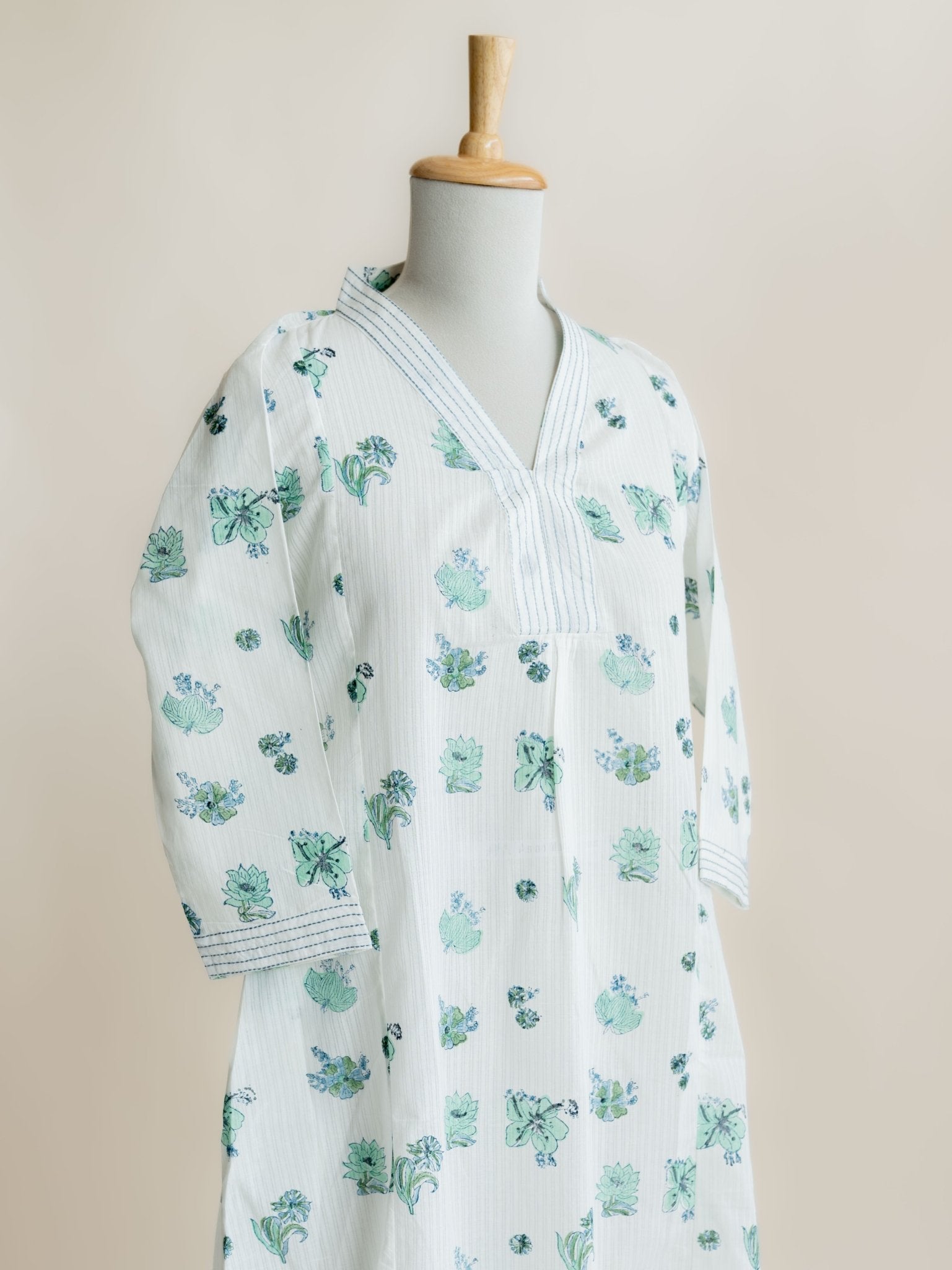 Rena Cotton Block Printed A - Line Kurta - AINA