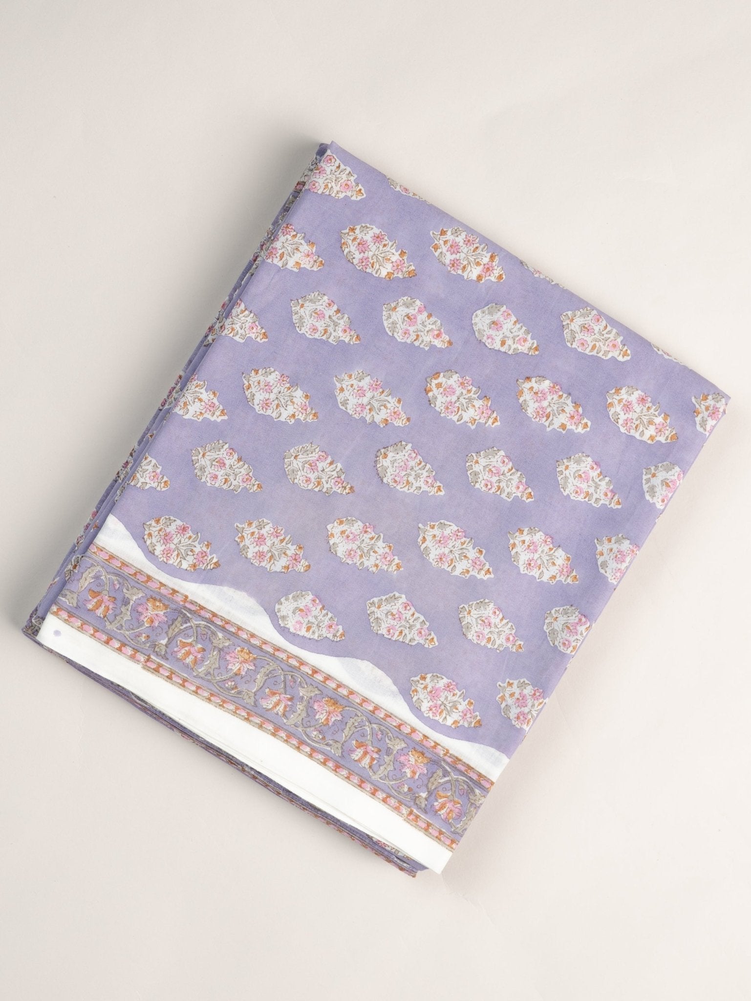 Rena Cotton Block Printed Unstitched Suit Set - 3 Piece - AINA