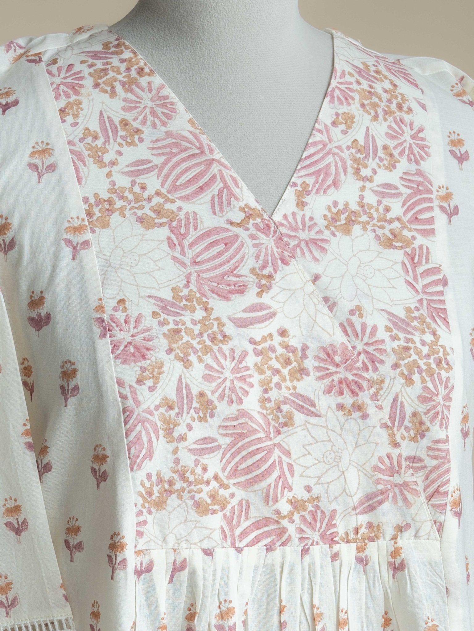 Renah Cotton Block Printed A-Line Kurta - AINA
