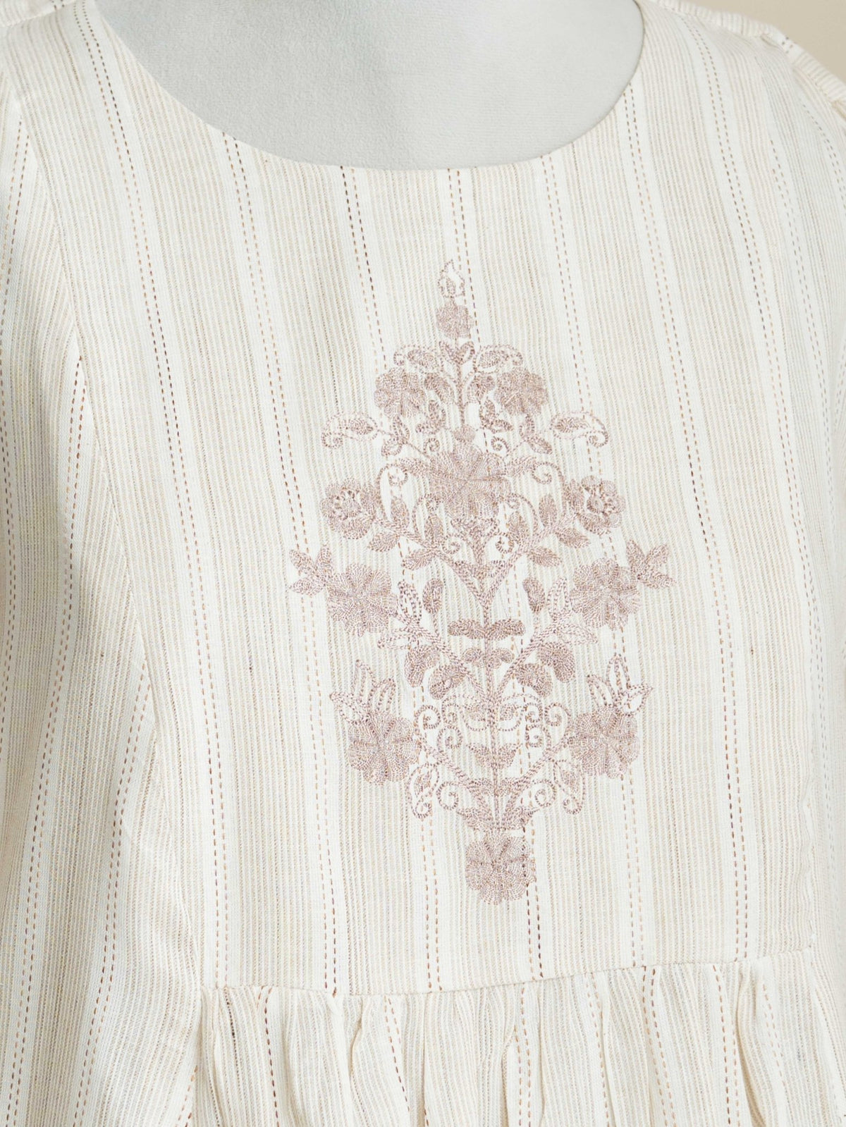 Reshma Cotton Dobby Embroidered A-Line Kurta - AINA