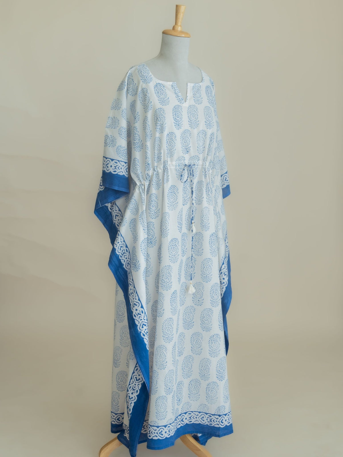 Reya Cotton Block Printed Long Kaftan - AINA