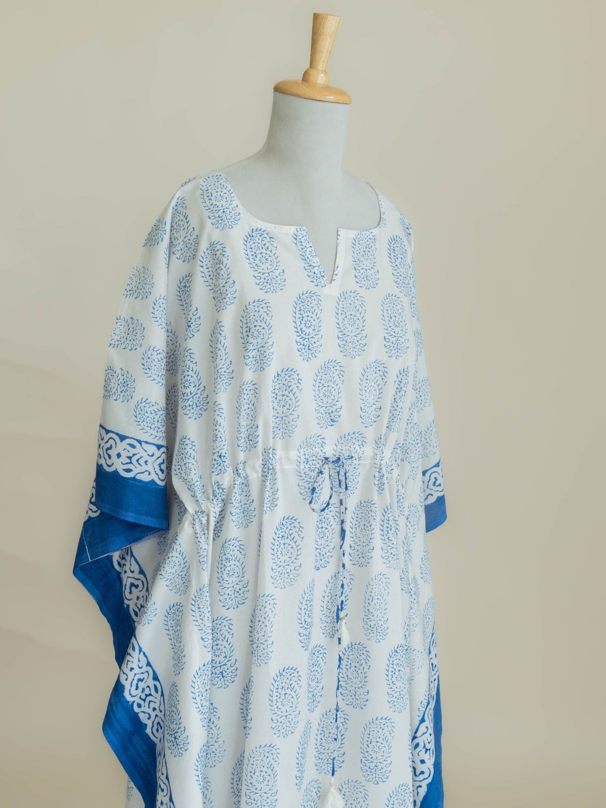 Reya Cotton Block Printed Long Kaftan - AINA