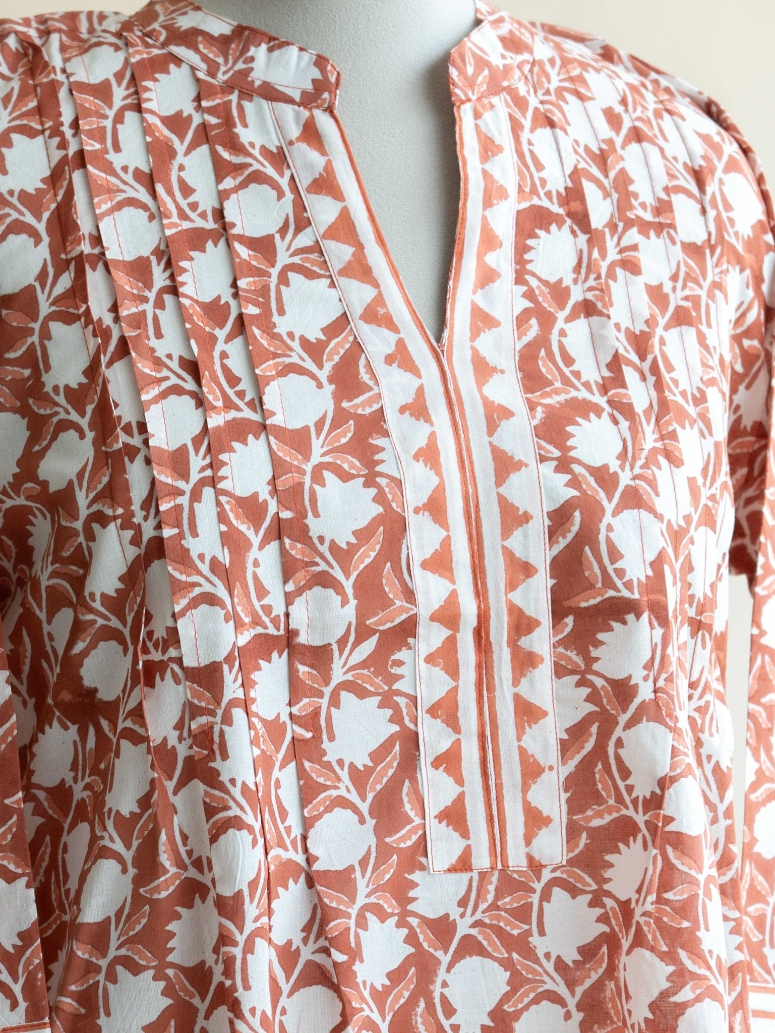 Reyha Cotton Block Printed Straight Kurta - AINA