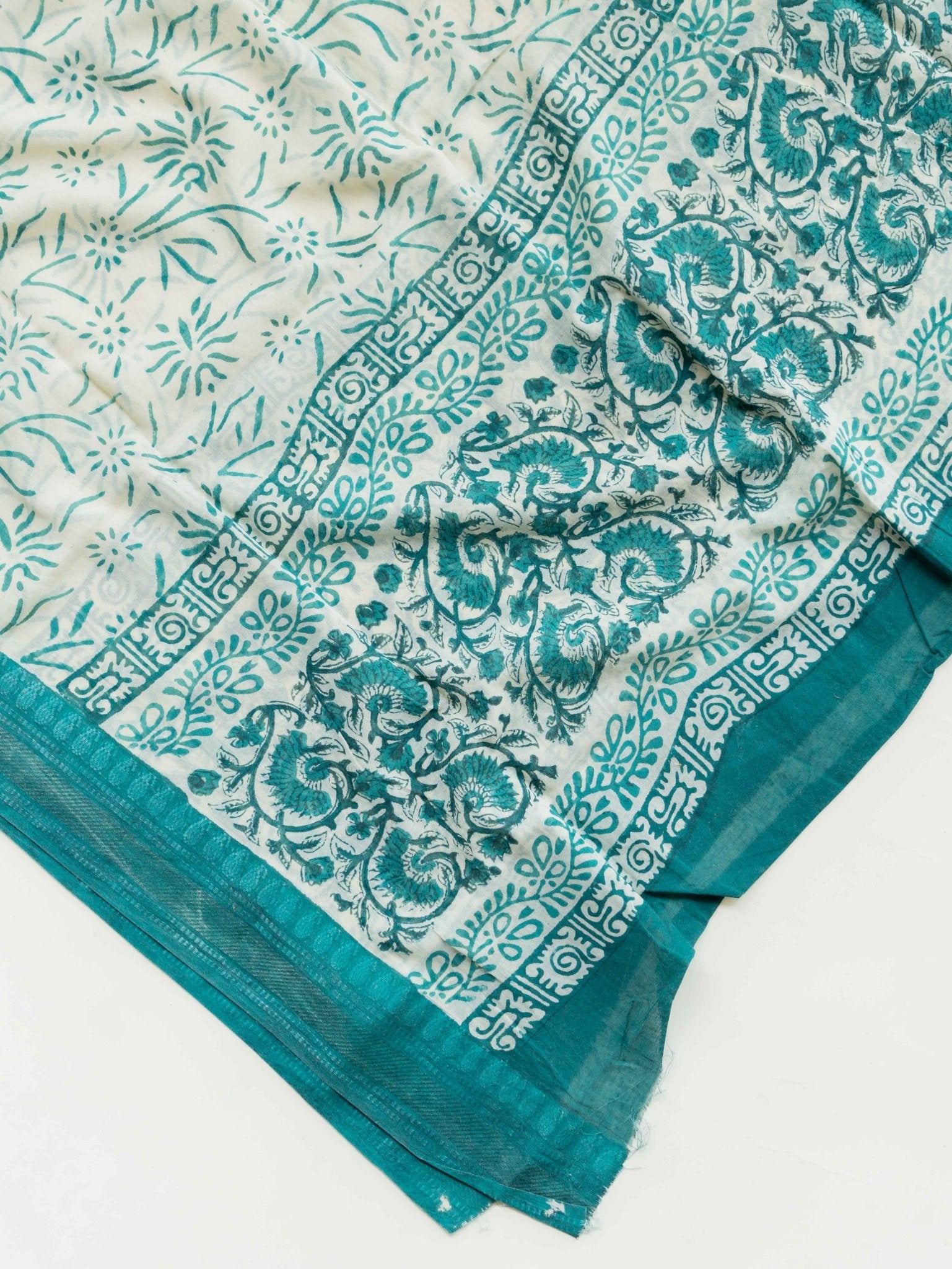 Rhea Cotton Block Printed Unstitched Suit Set - 3 Piece - AINA