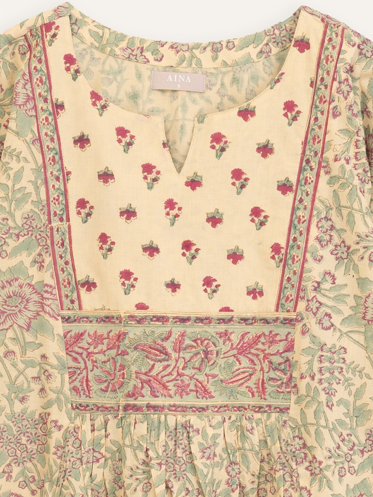 Riba Cotton Block Printed A - Line Kurta - AINA