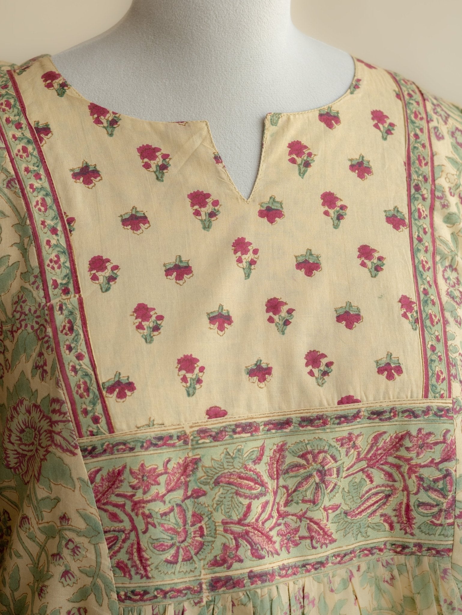 Riba Cotton Block Printed A - Line Kurta - AINA