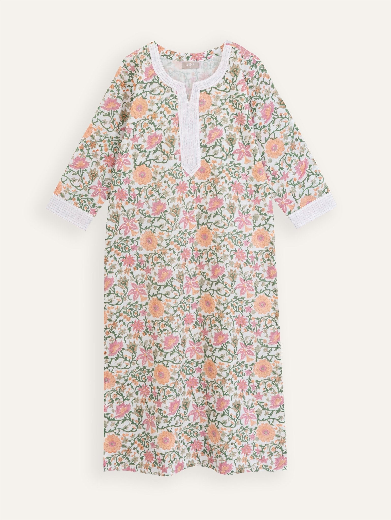 Riddhi Cotton Block Printed Straight Kurta - AINA