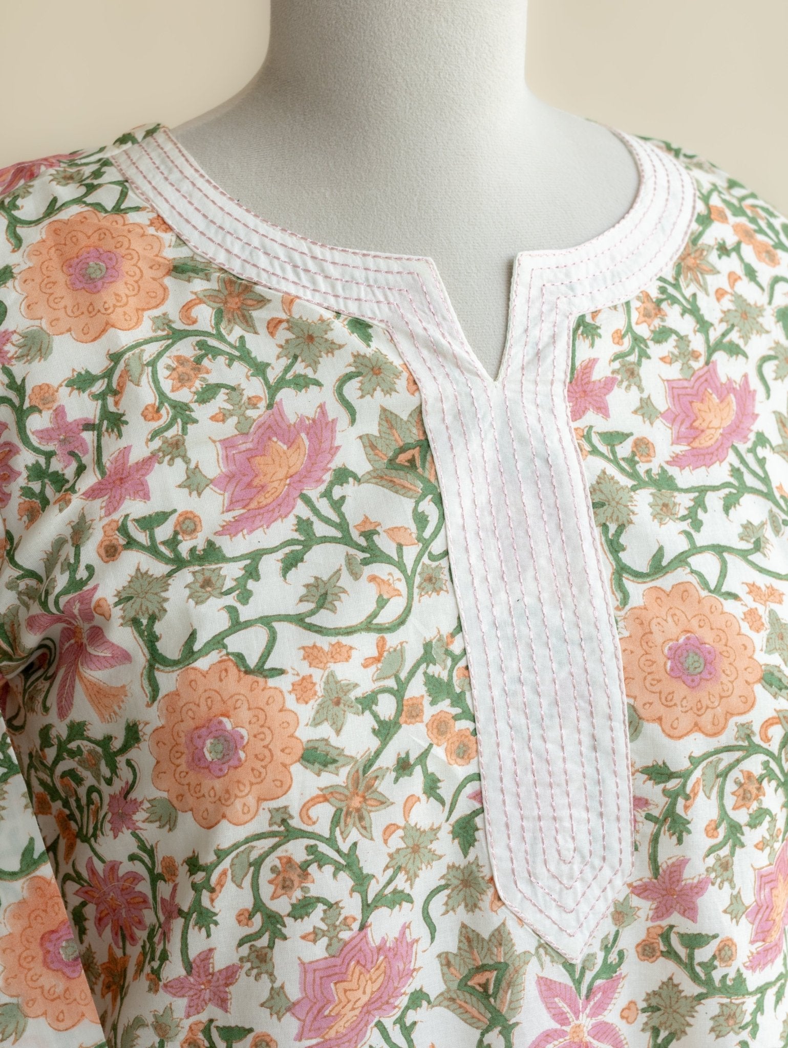 Riddhi Cotton Block Printed Straight Kurta - AINA