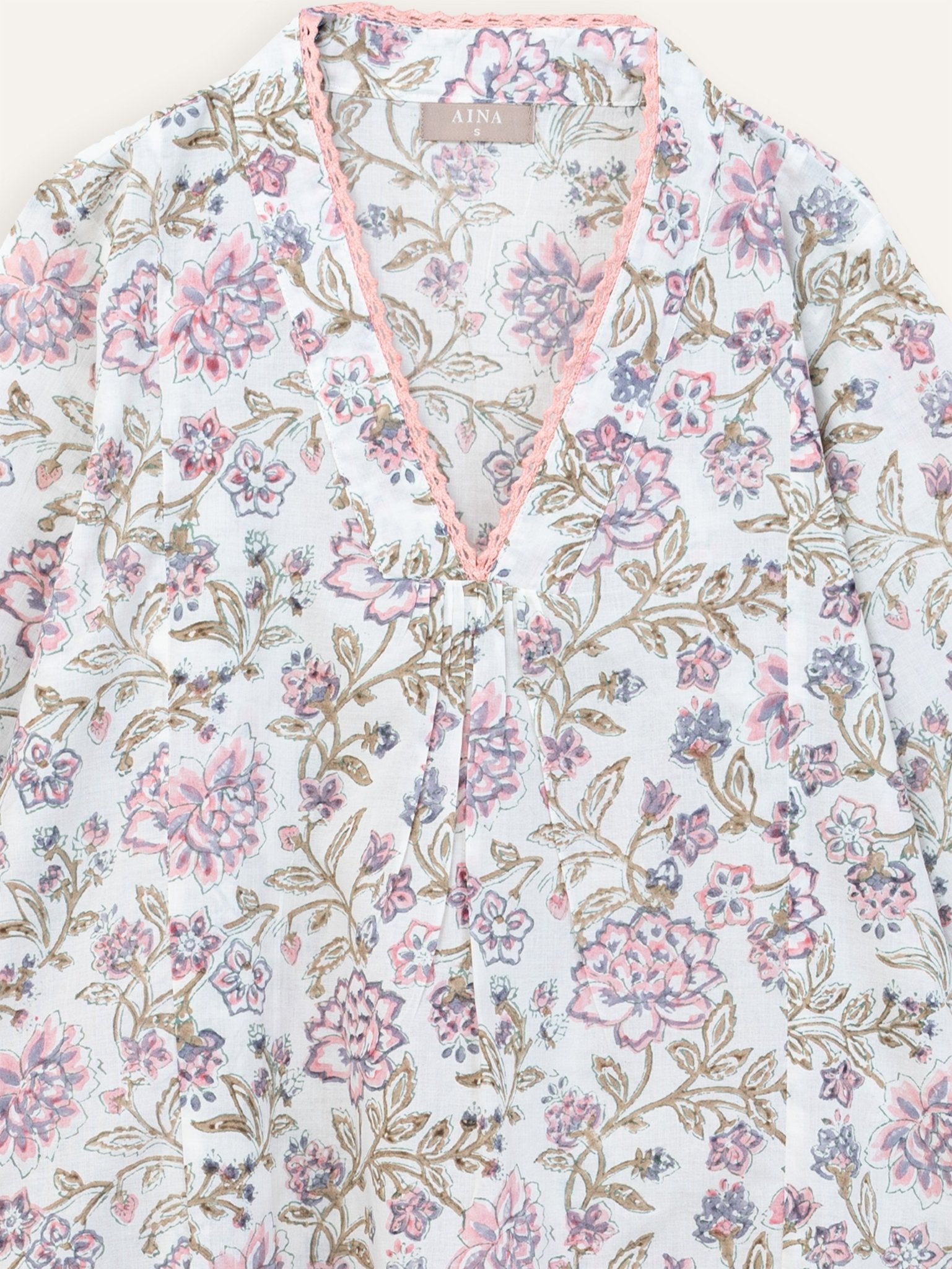 Ridha Cotton Block Printed A - Line Kurta - AINA