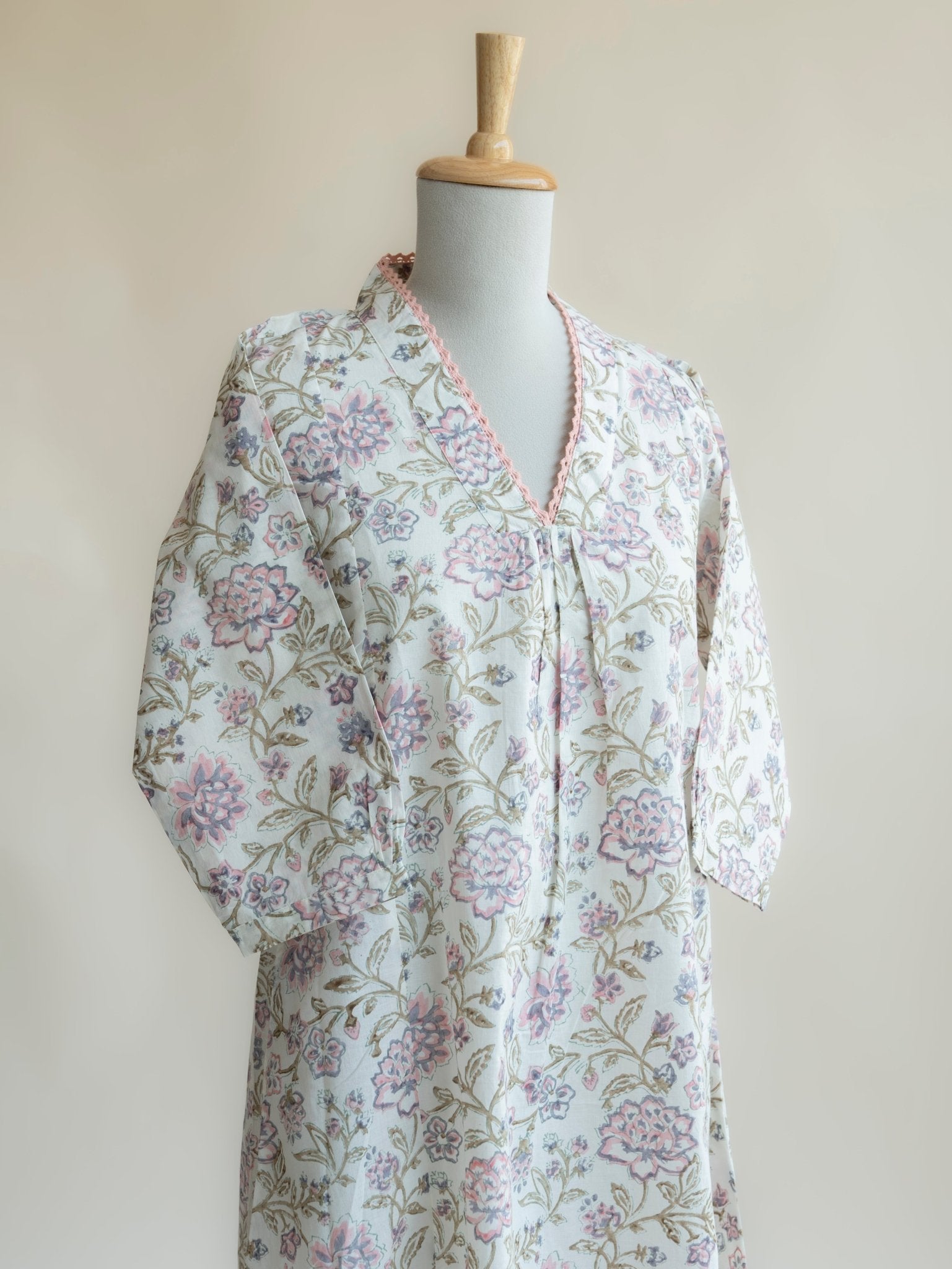 Ridha Cotton Block Printed A - Line Kurta - AINA