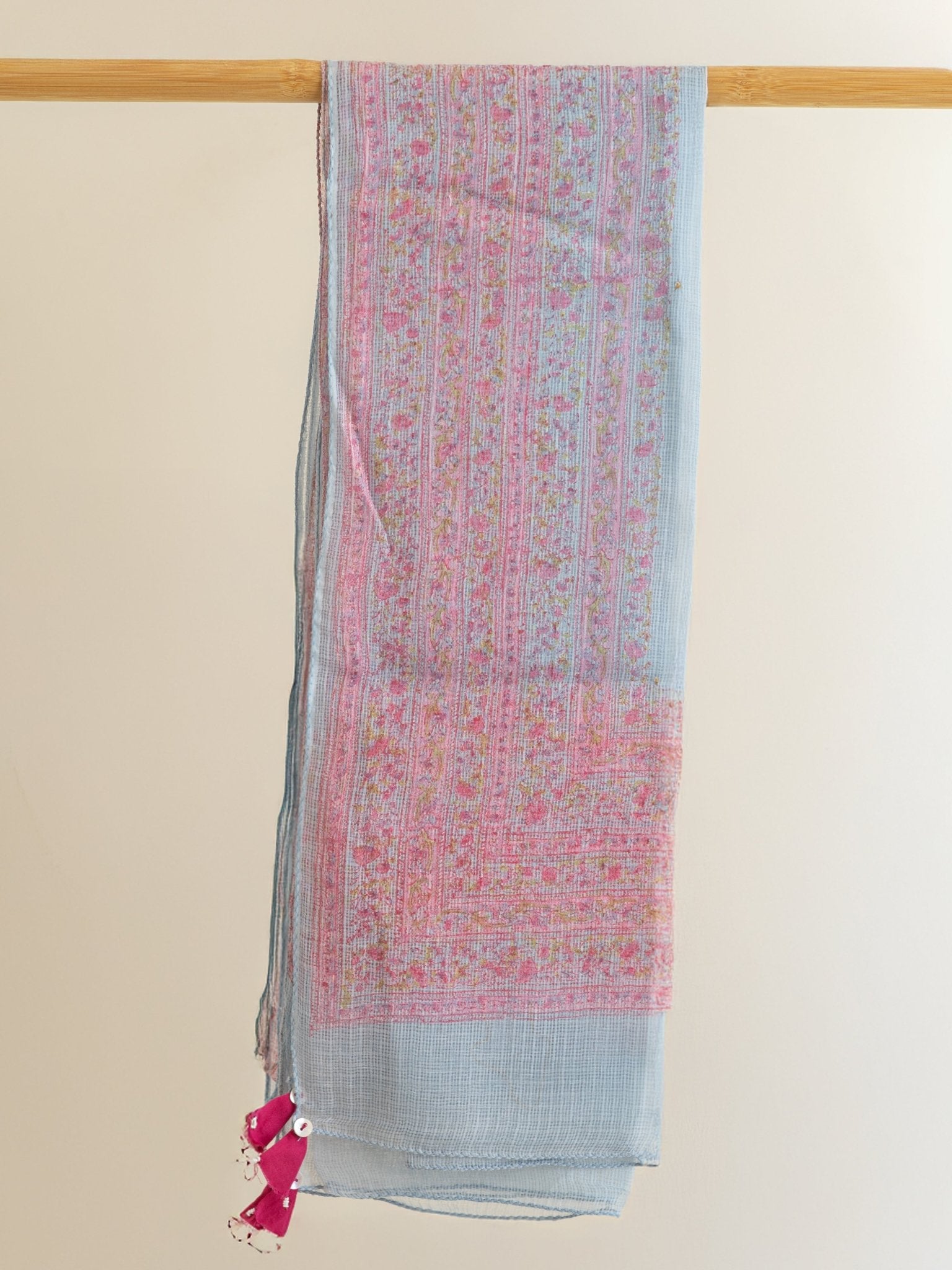 Ridha Kota Doria Block Printed Dupatta - AINA