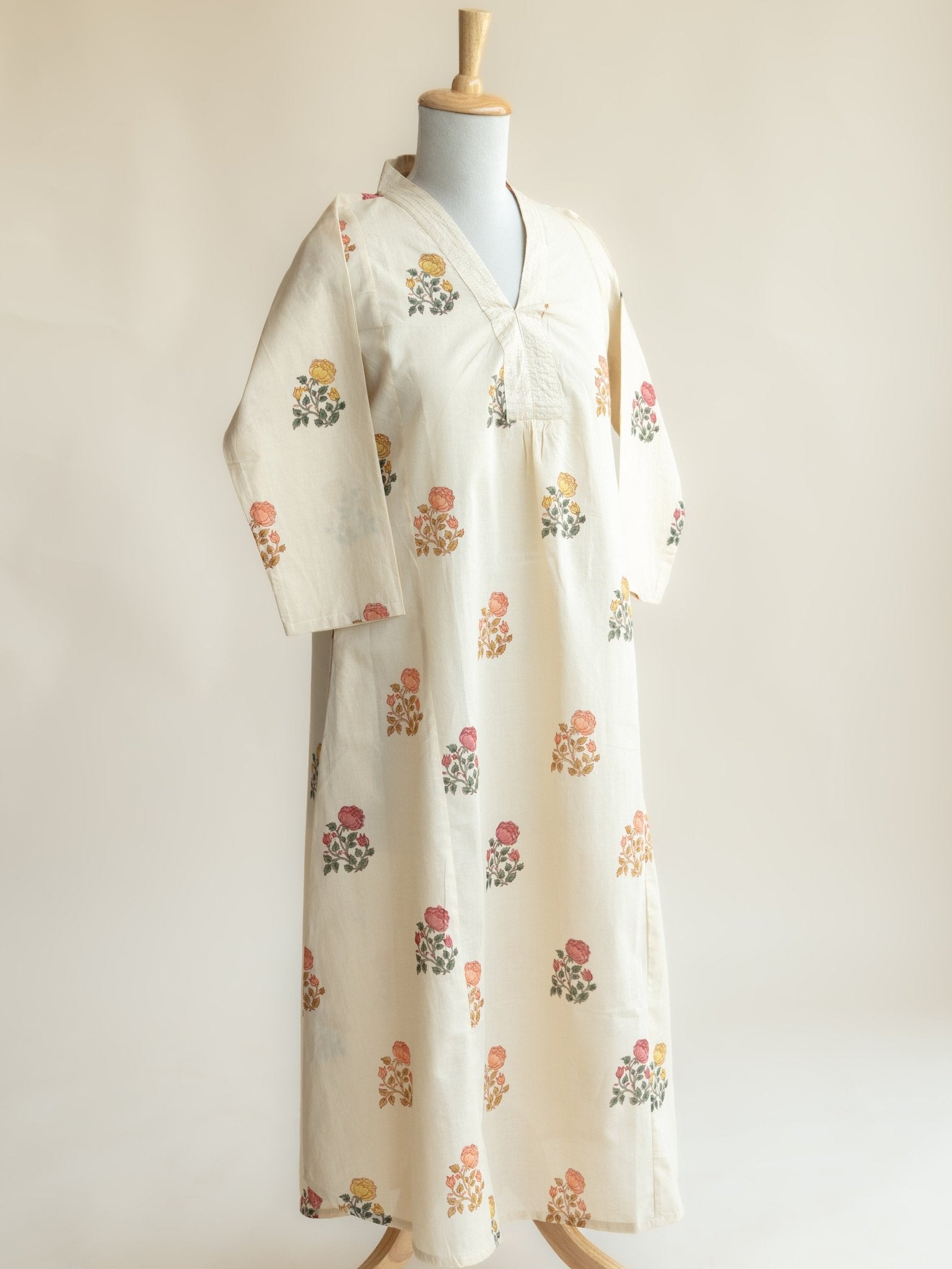 Ridhika Cotton Block Printed A - Line Kurta - AINA