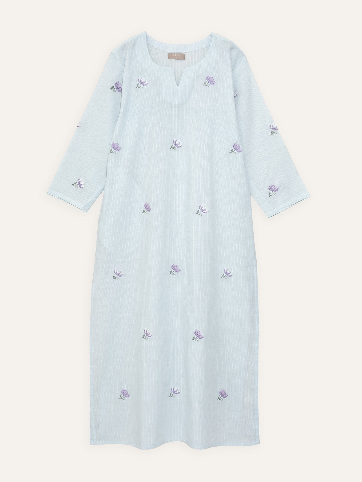 Riha Cotton Dobby Embroidered Straight Kurta - AINA