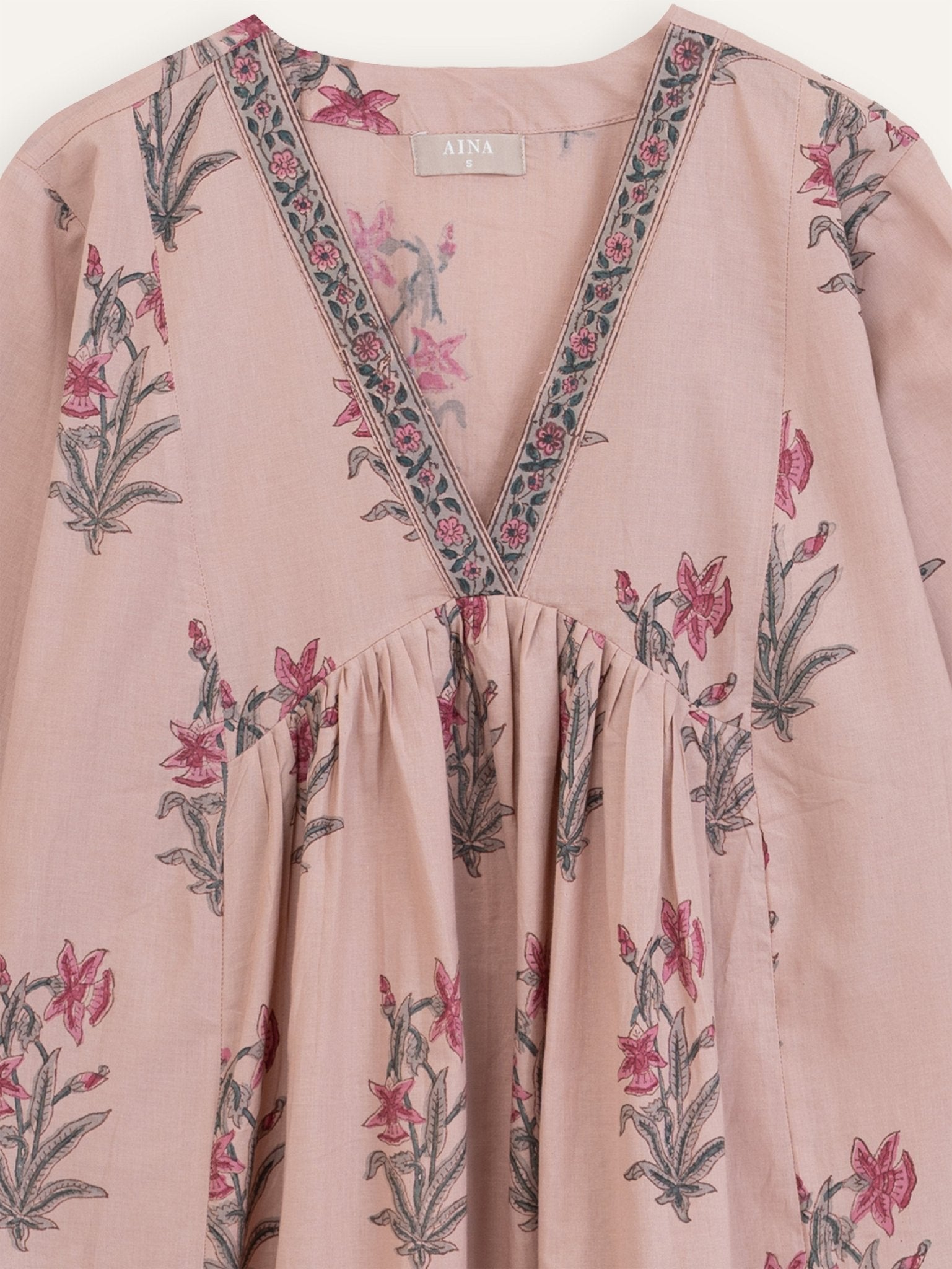 Rihana Cotton Block Printed A - Line Suit Set - AINA