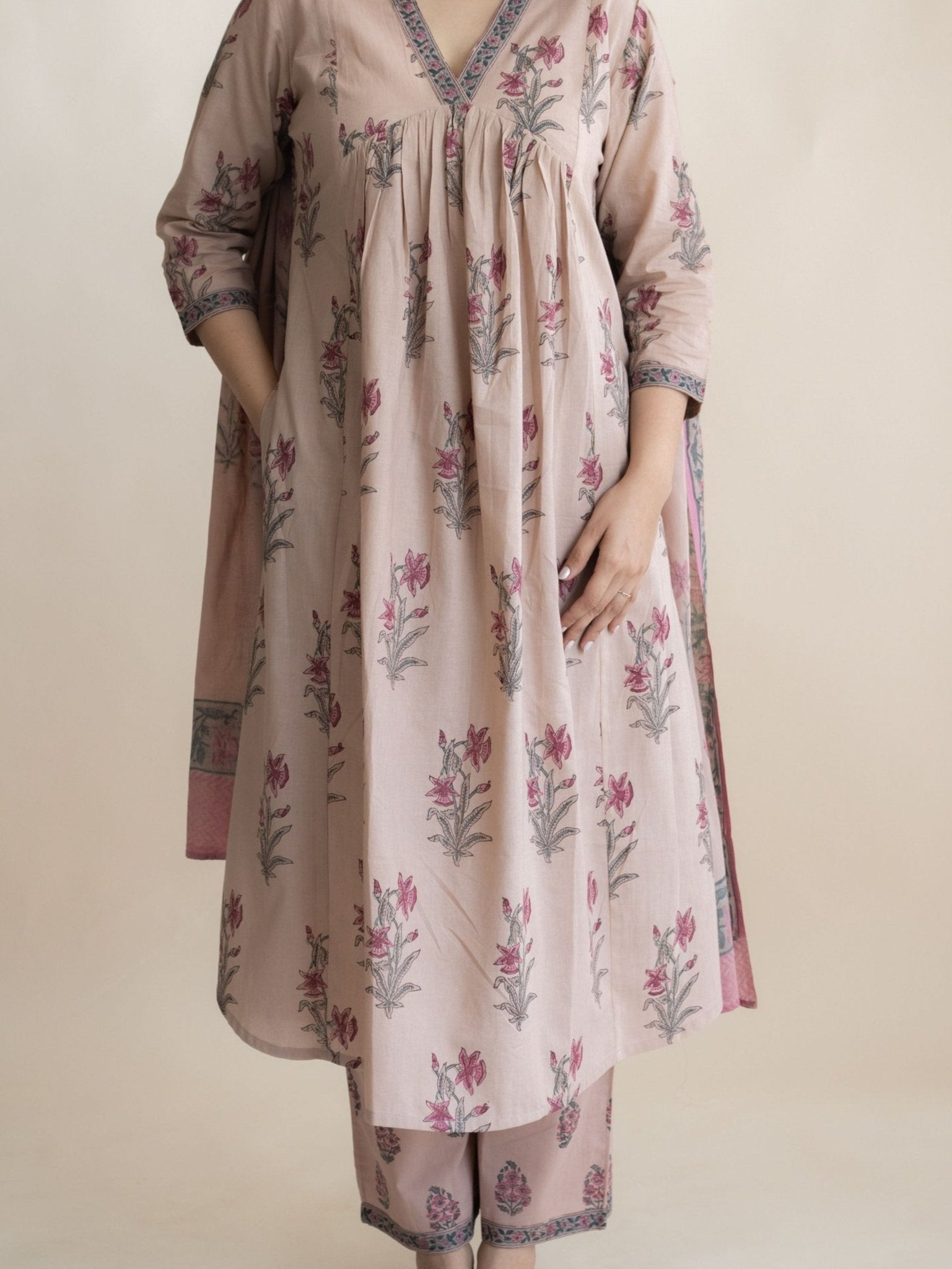 Rihana Cotton Block Printed Kurta Set - AINA