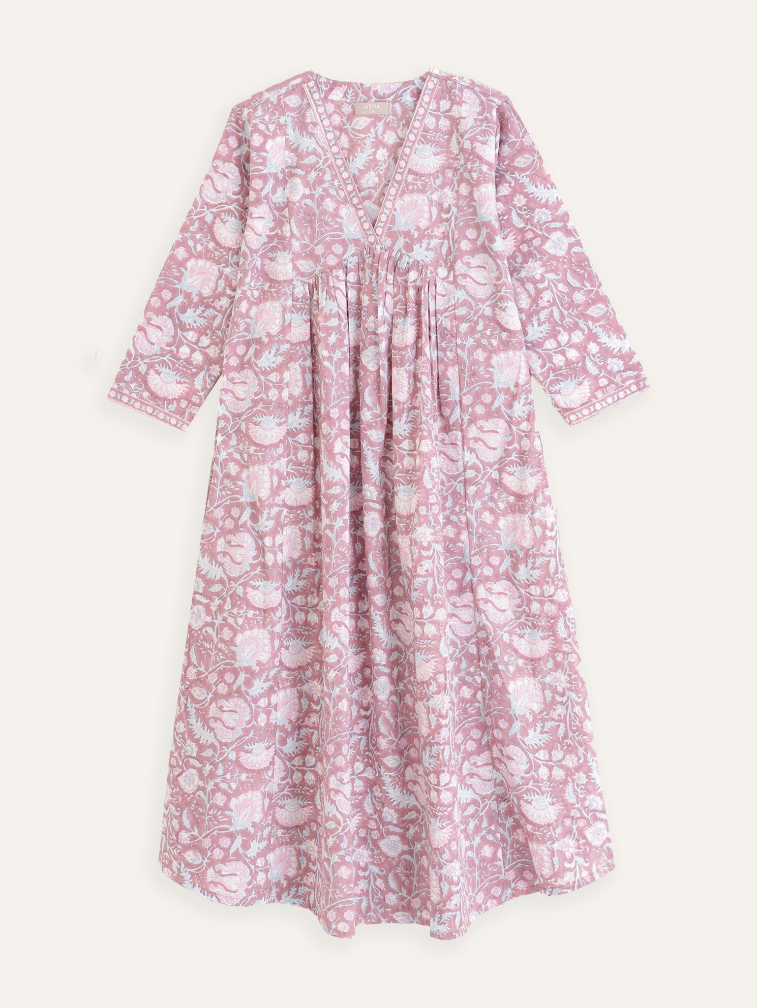 Rinsha Cotton Block Printed A - Line Kurta - AINA