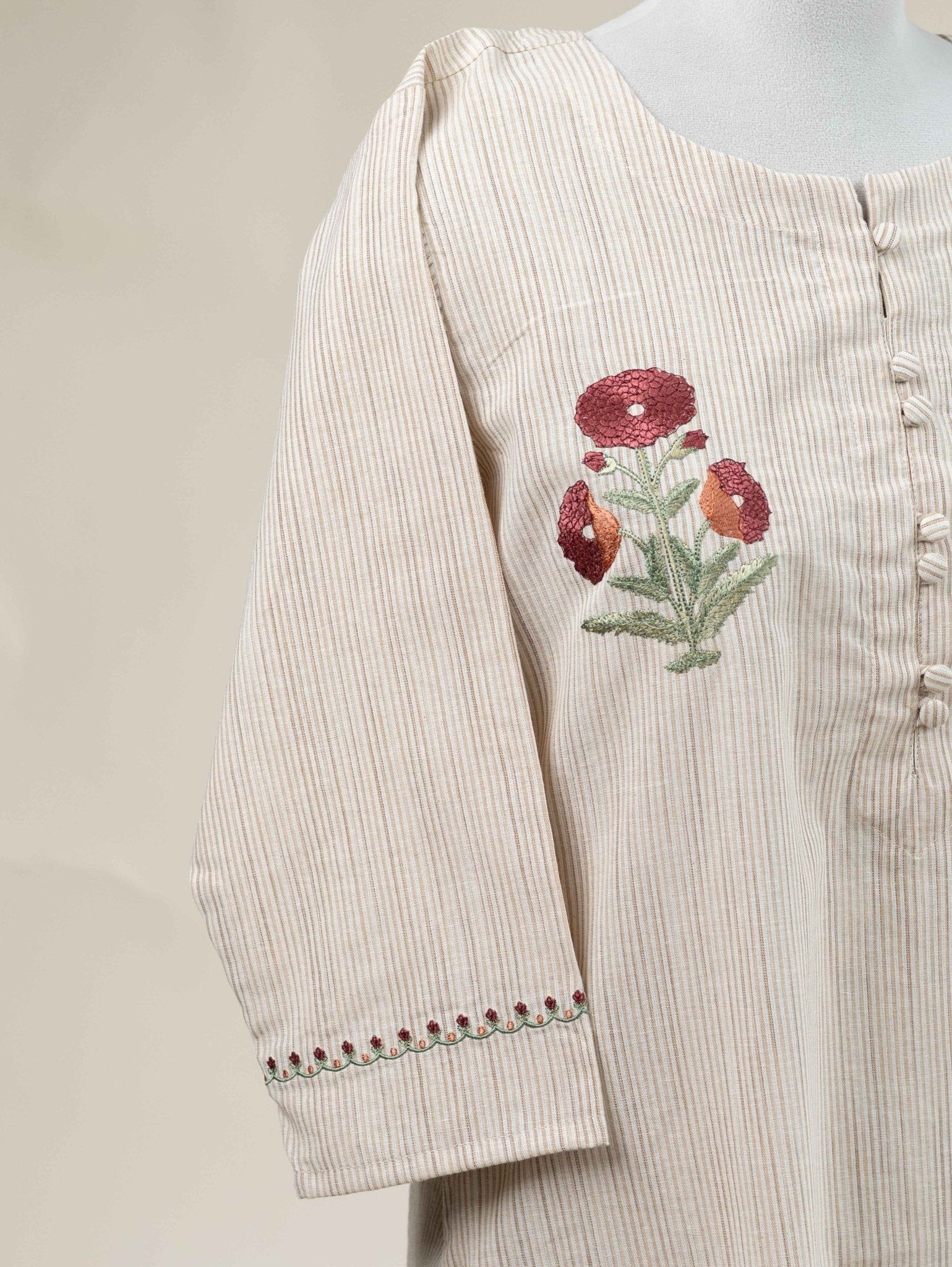 Ritara Cotton Handloom Embroidered Straight Kurta - AINA