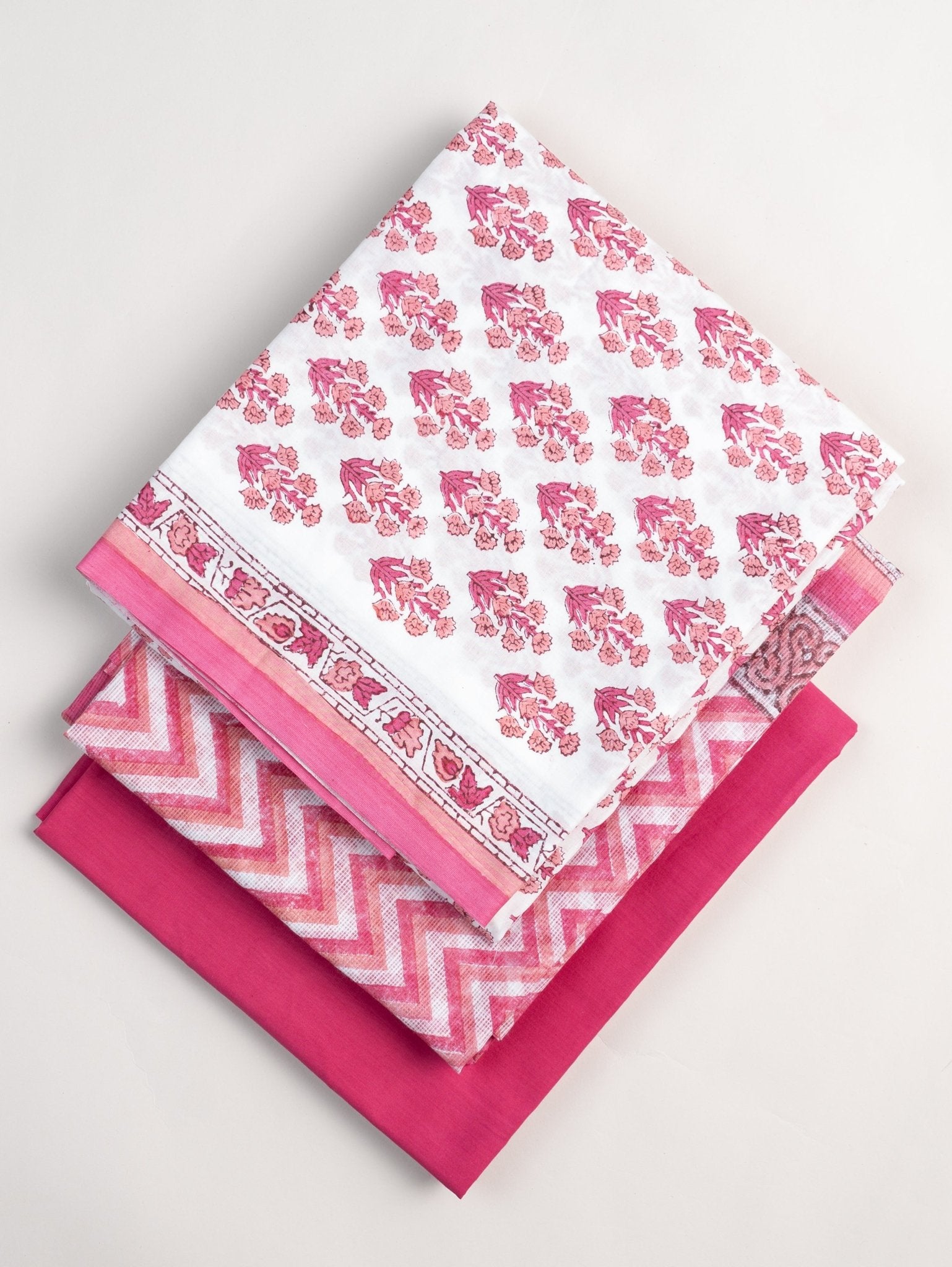 Riya Cotton Block Printed Unstitched Suit Set - 3 Piece - AINA