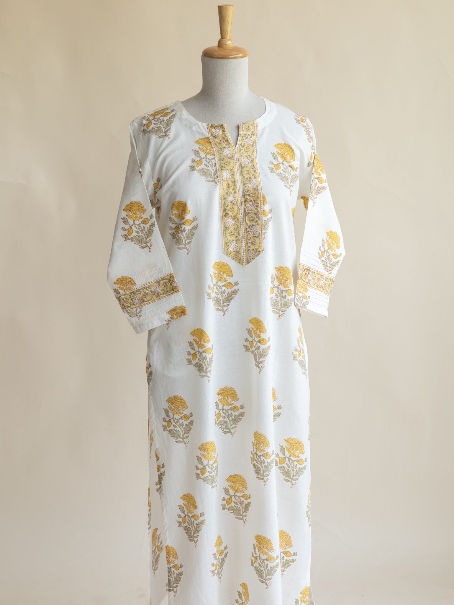 Rubya Cotton Block Printed Straight Kurta - AINA