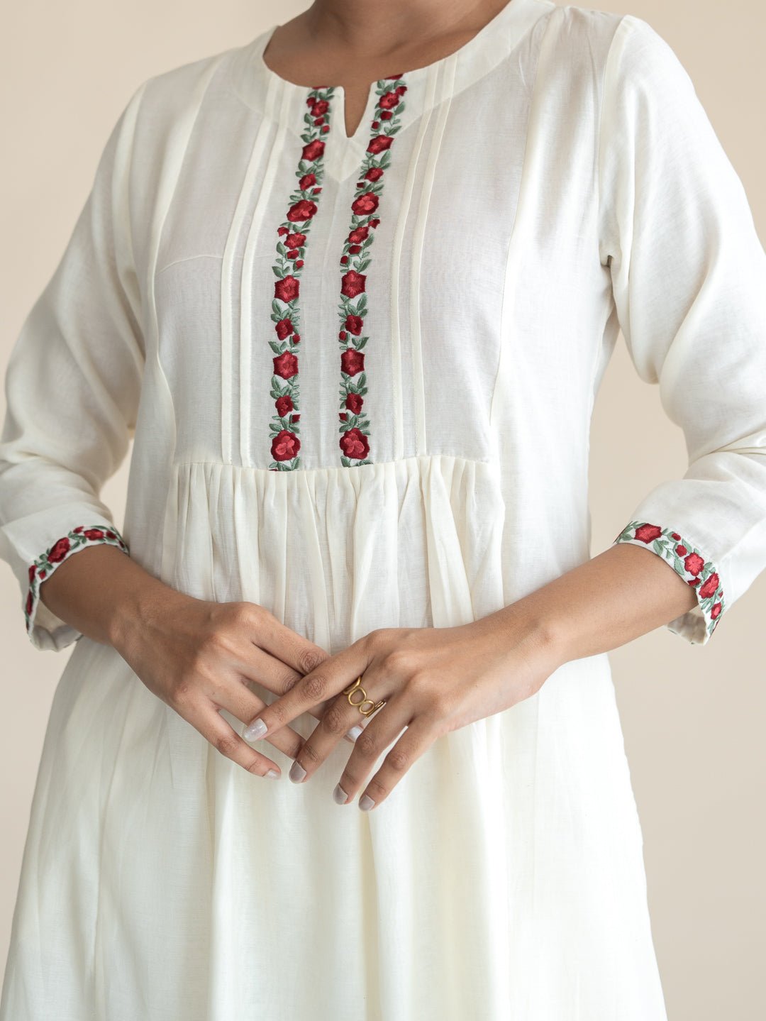 Rumana Chanderi Embroidered A - Line Suit Set - AINA