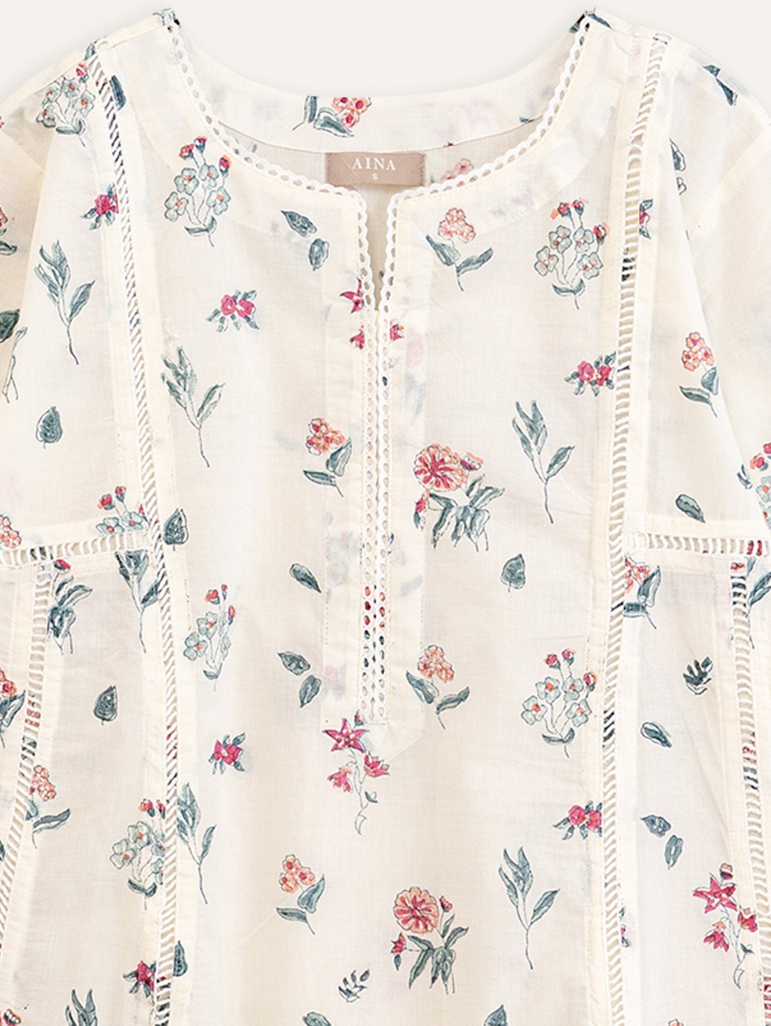 Rumana Cotton Block Printed A - Line Kurta - AINA