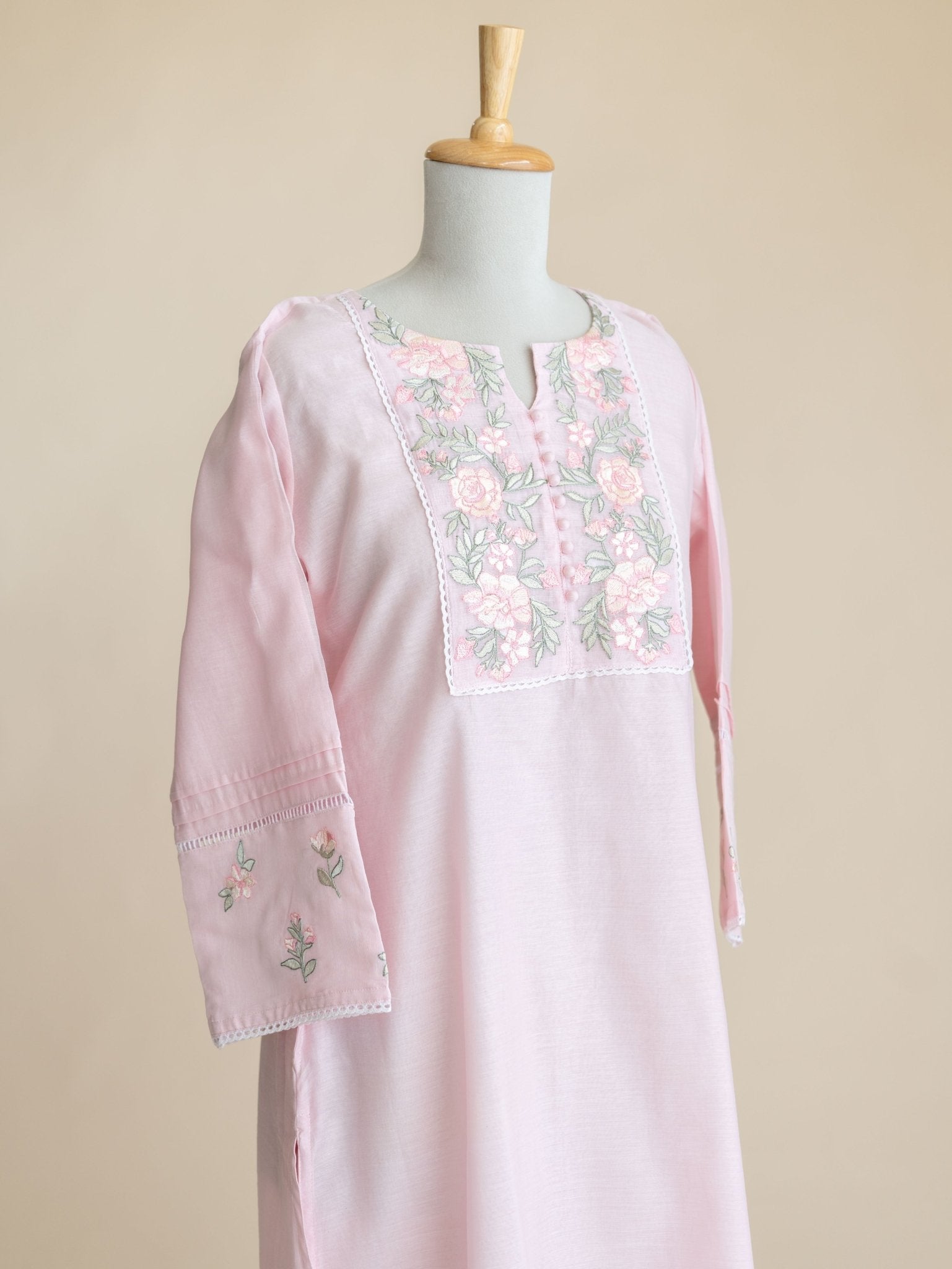Rumeena Chanderi Embroidered A-Line Kurta - AINA