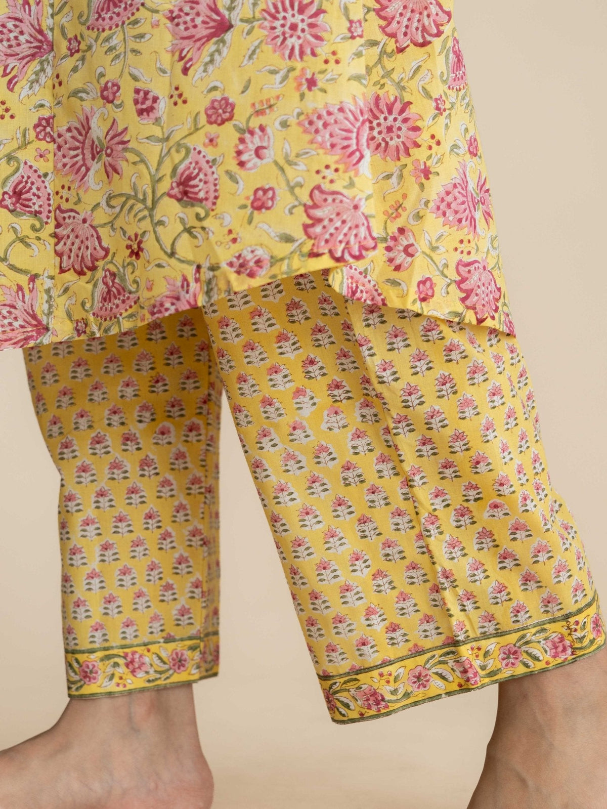 Rutvi Cotton Block Printed A-Line 2 Piece Set - AINA