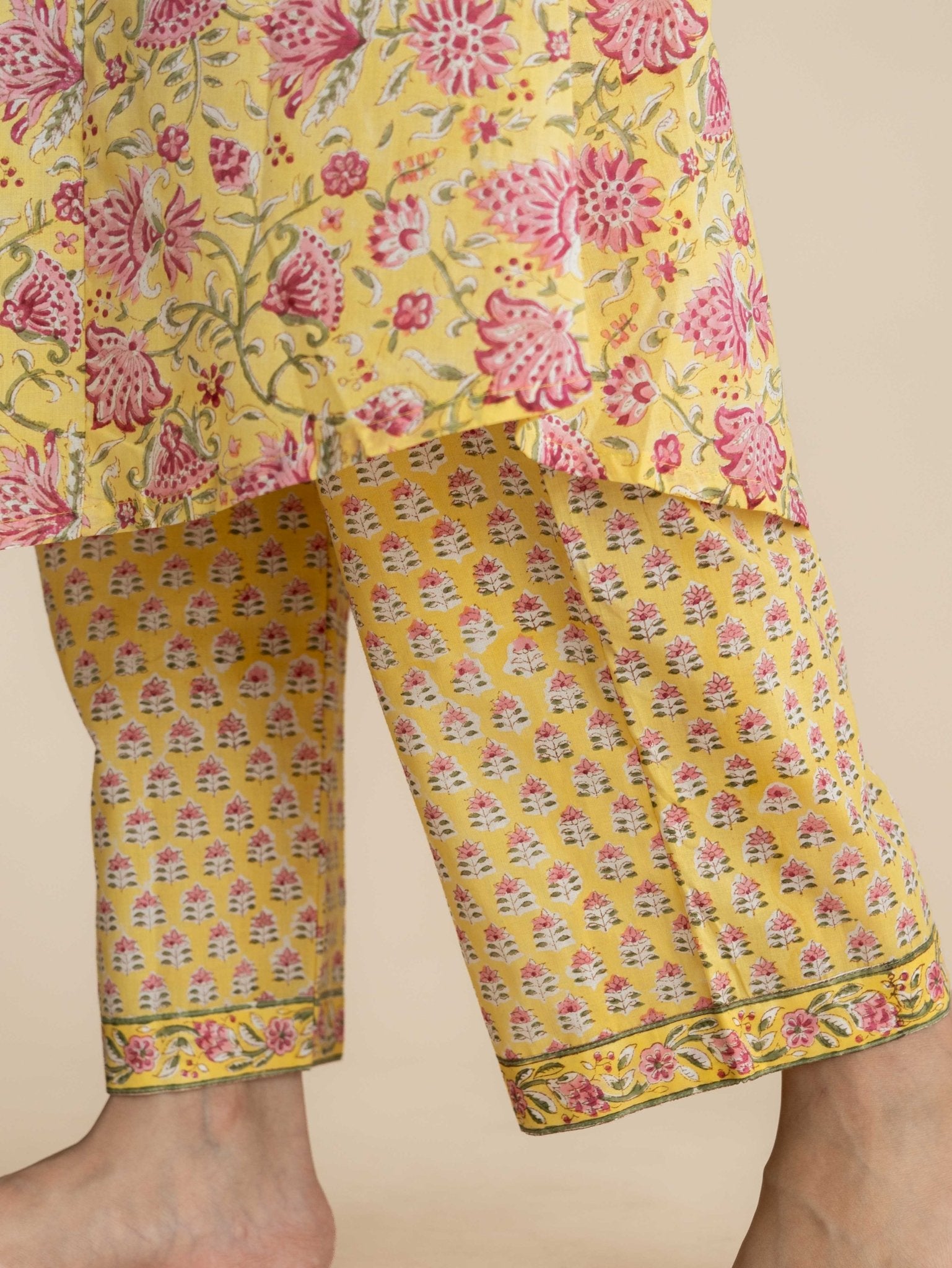 Rutvi Cotton Block Printed A-Line Suit Set - AINA