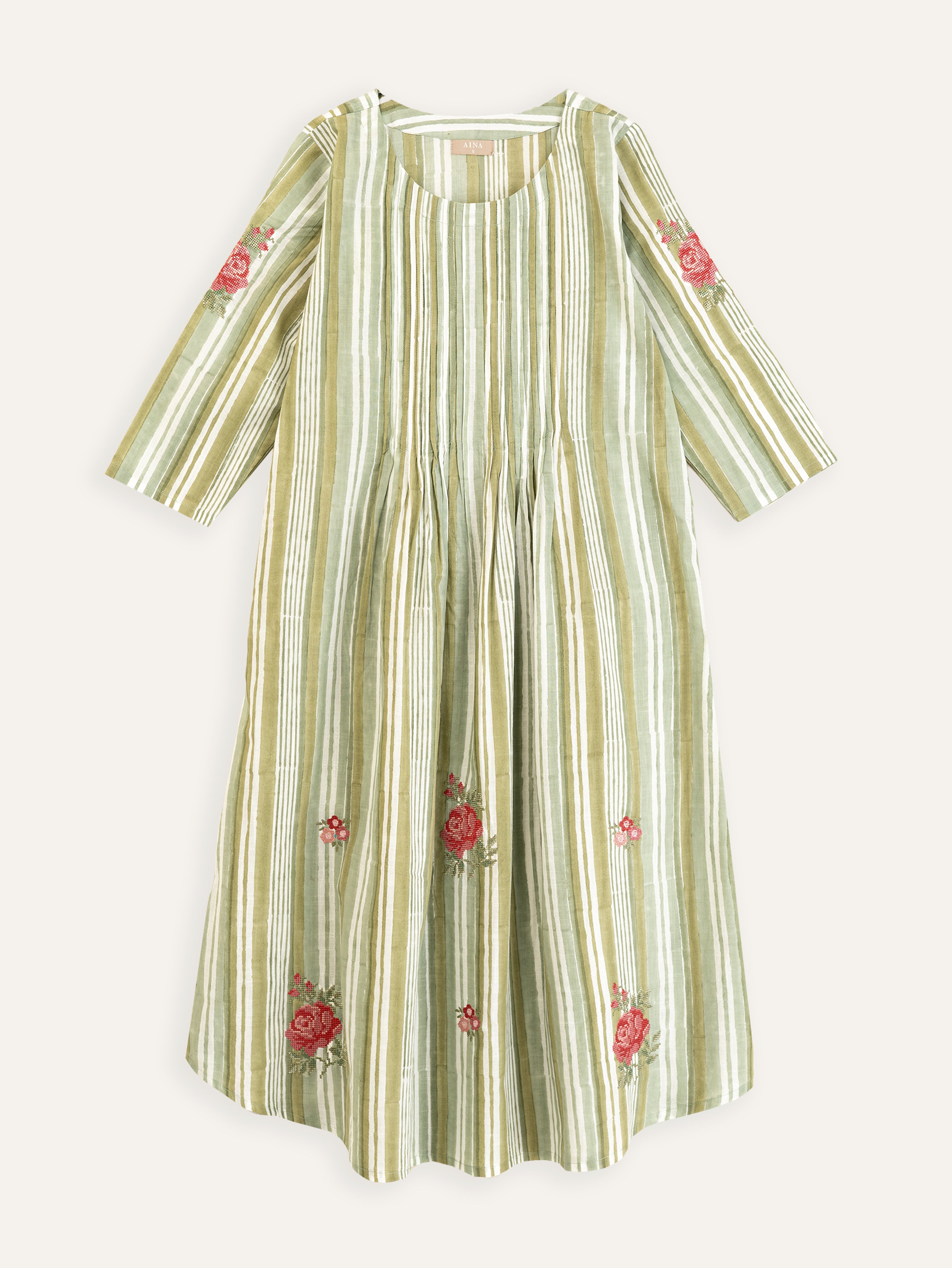 Aima Cotton Block Printed Embroidered A-Line Kurta