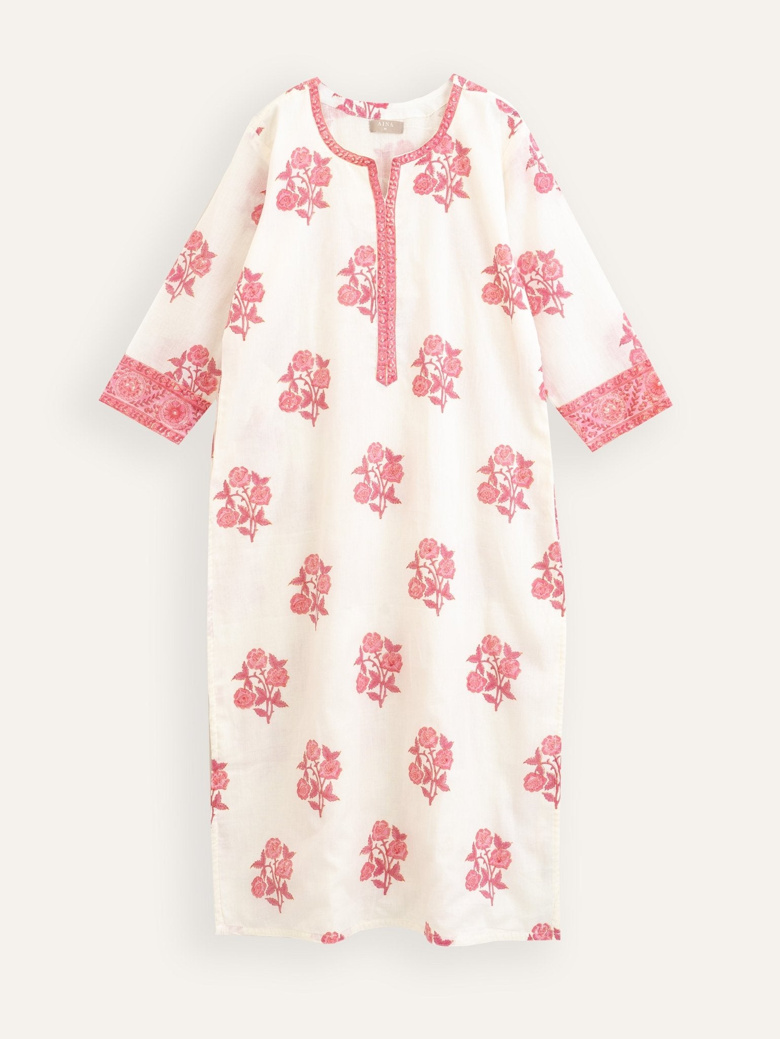 Saeda Cotton Block Printed Straight Kurta - AINA