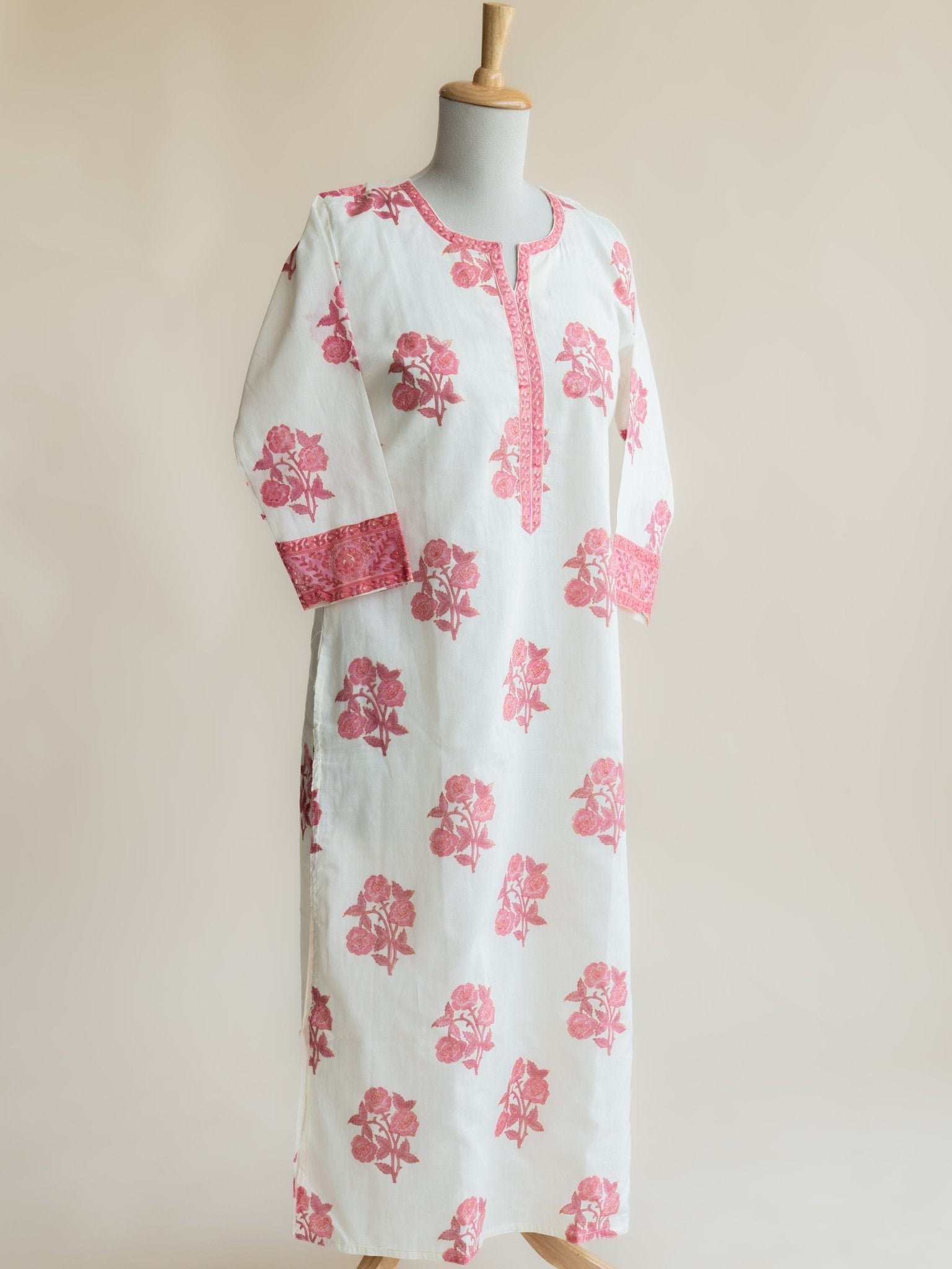 Saeda Cotton Block Printed Straight Kurta - AINA