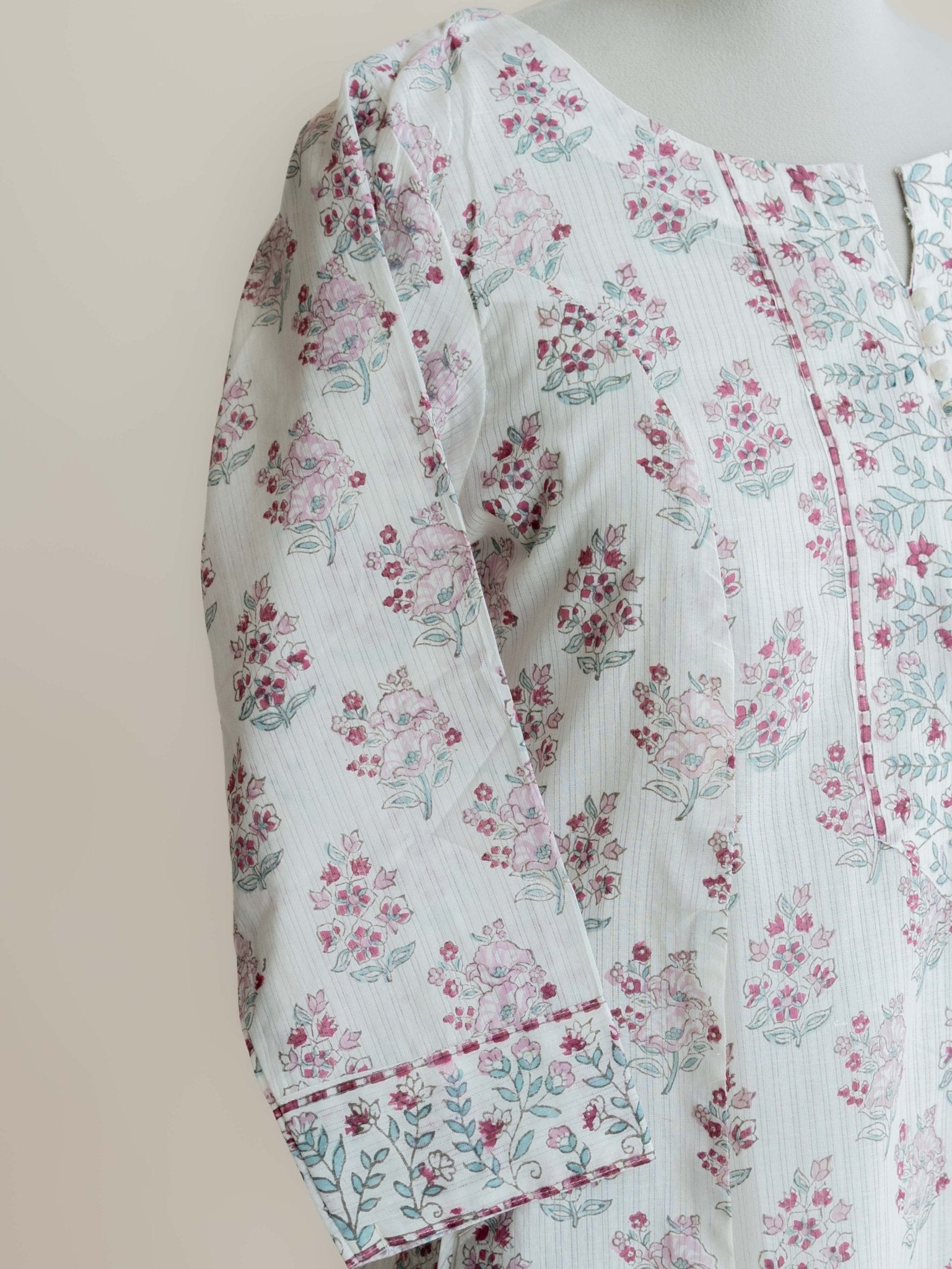 Safa Cotton Block Printed A - Line Kurta - AINA