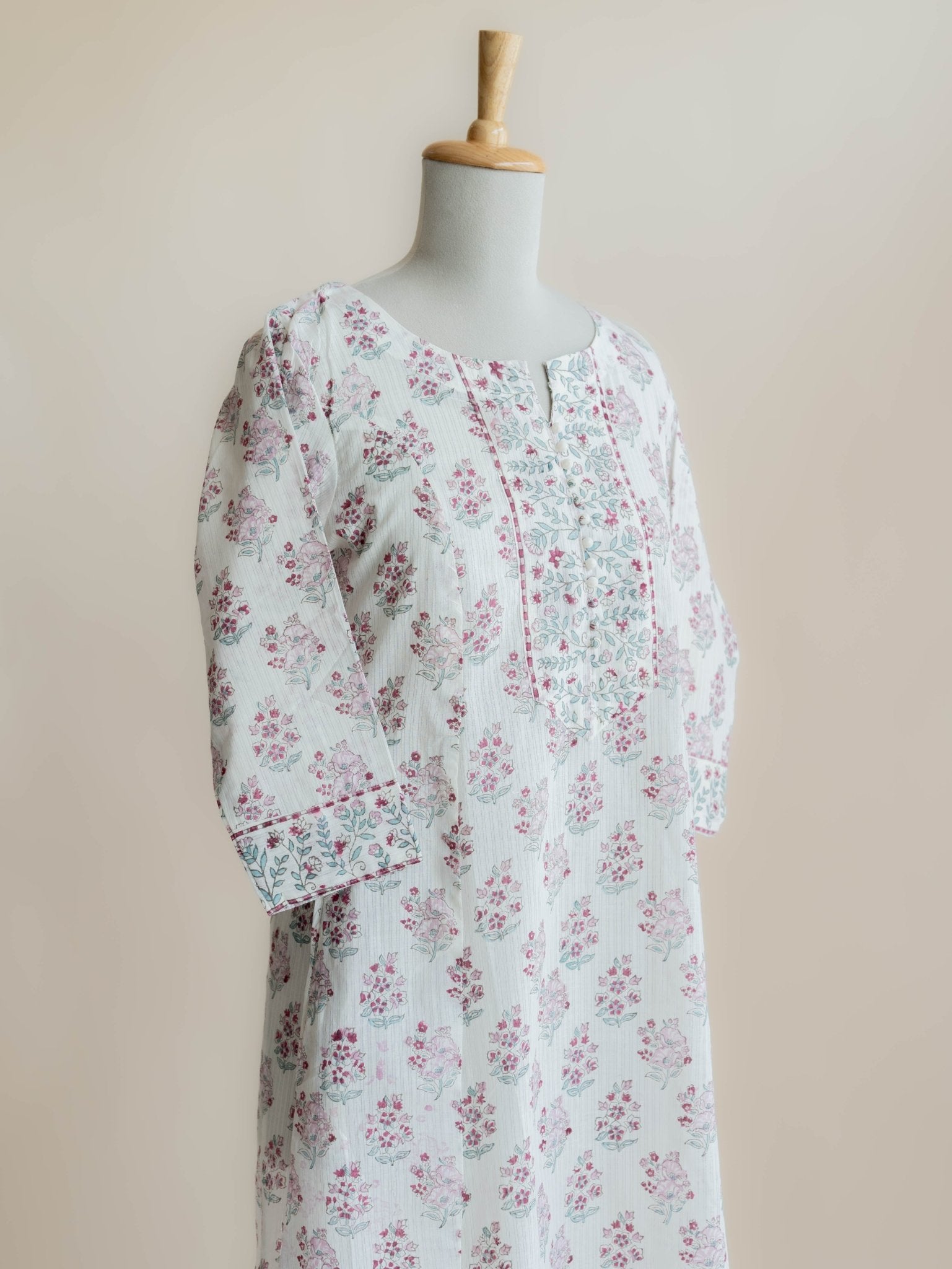 Safa Cotton Block Printed A - Line Kurta - AINA
