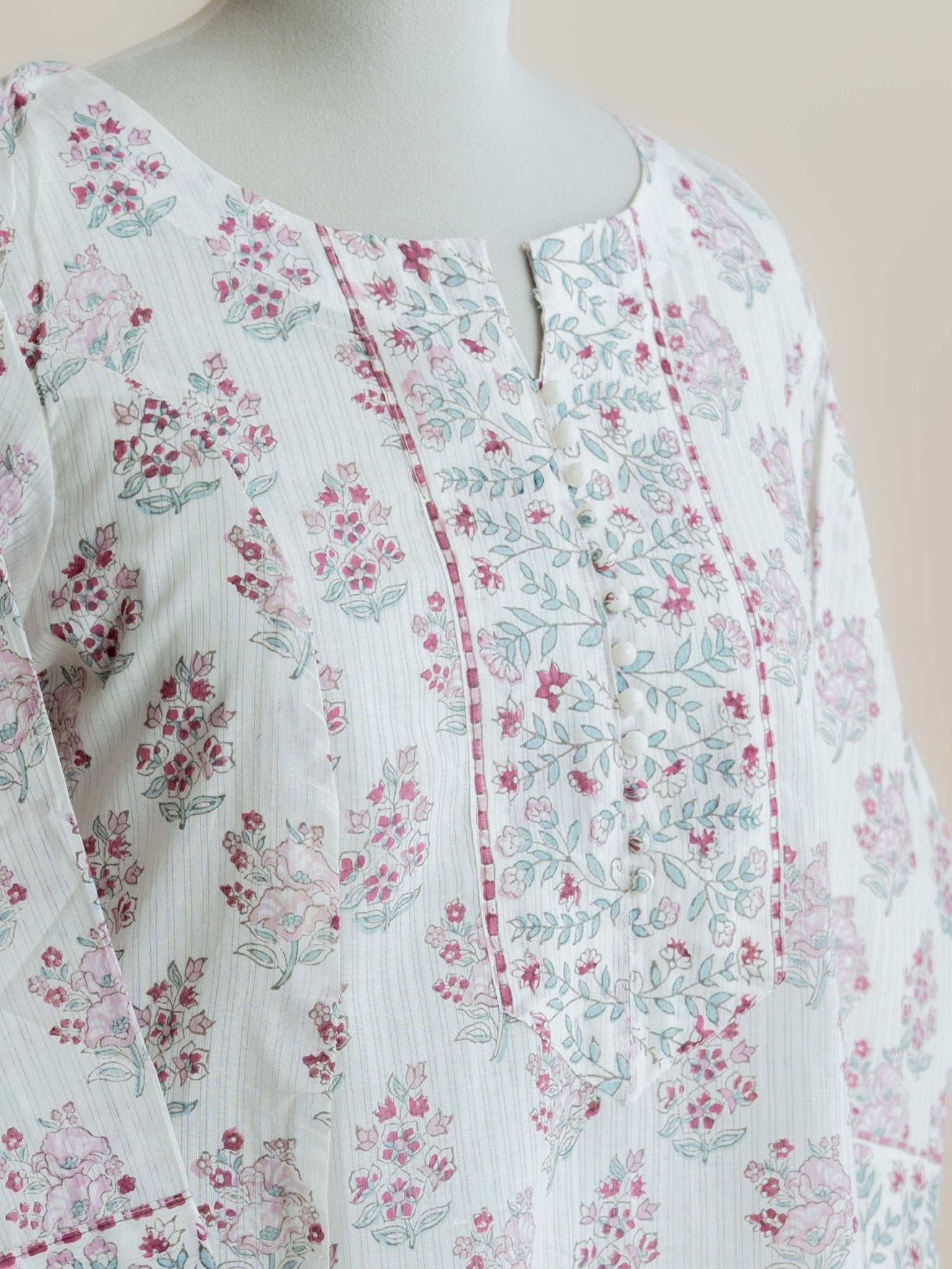 Safa Cotton Block Printed A - Line Kurta - AINA