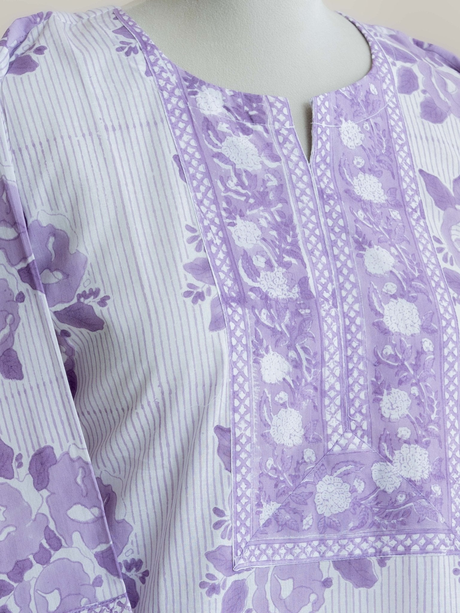Safna Cotton Block Printed Straight Kurta - AINA